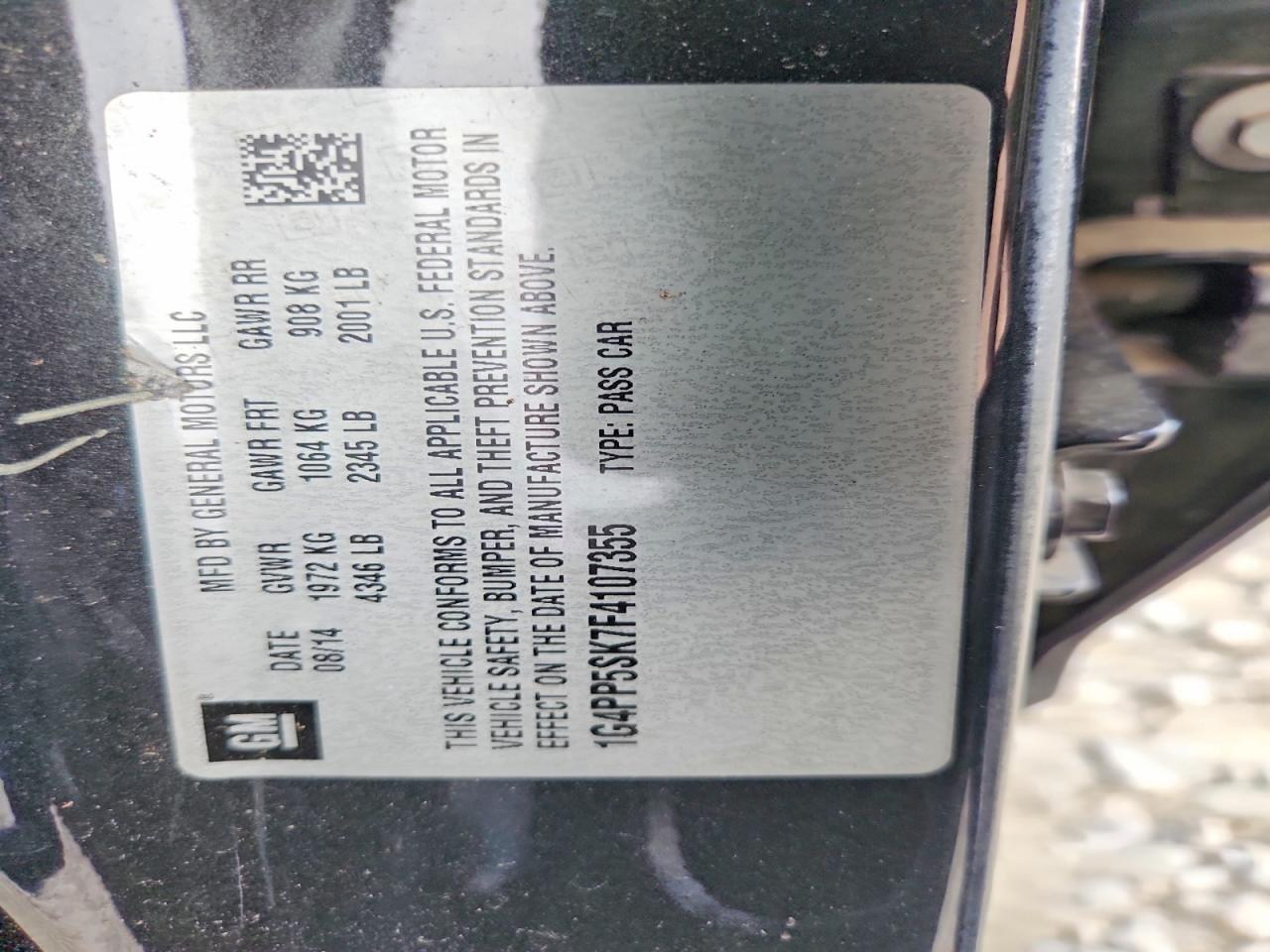 2015 Buick Verano Charcoal vin: 1G4PP5SK7F4107355