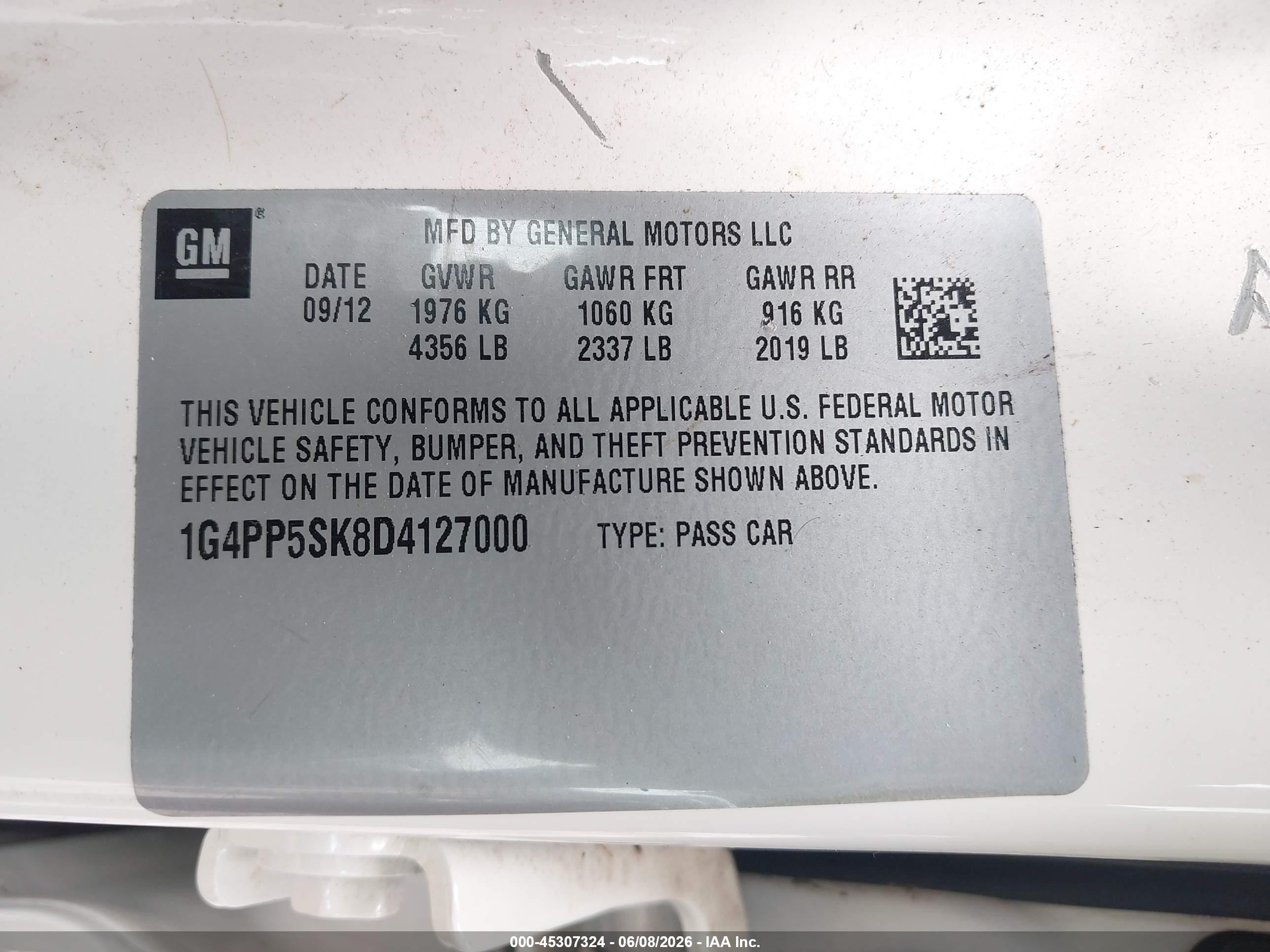2013 Buick Verano White vin: 1G4PP5SK8D4127000