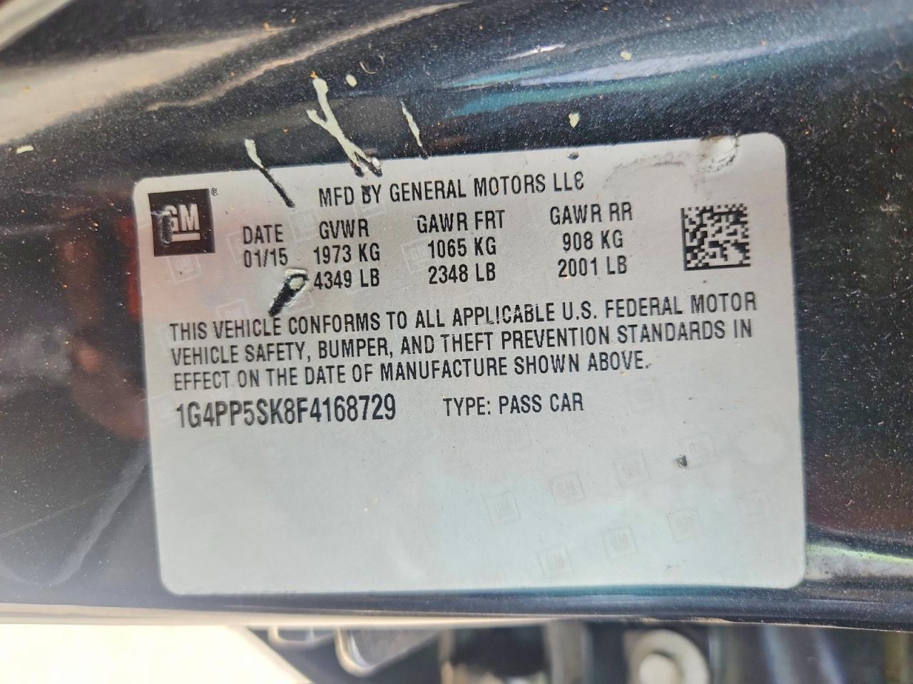 2015 Buick Verano Charcoal vin: 1G4PP5SK8F4168729