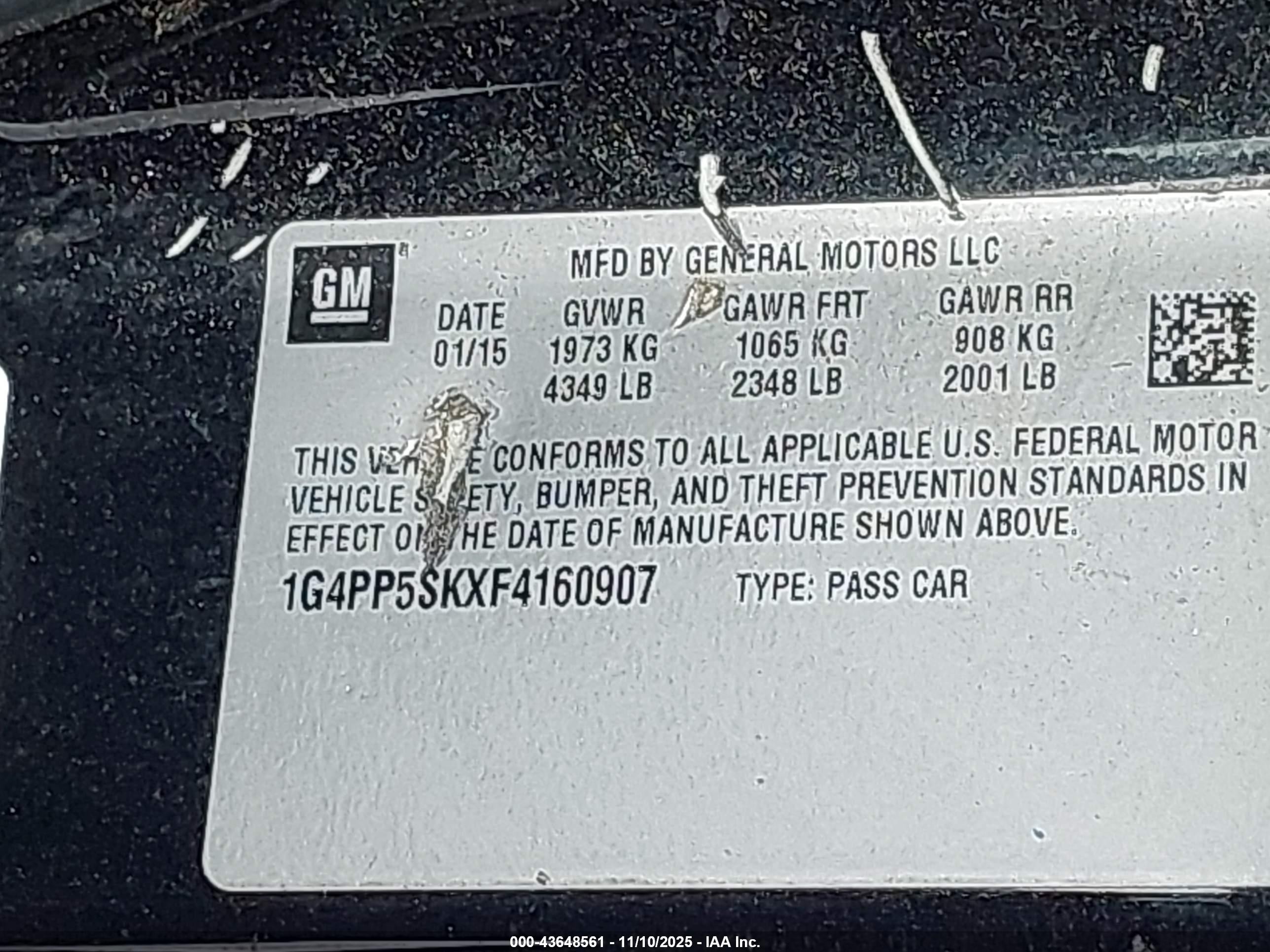 2015 Buick Verano   Черный vin: 1G4PP5SKXF4160907
