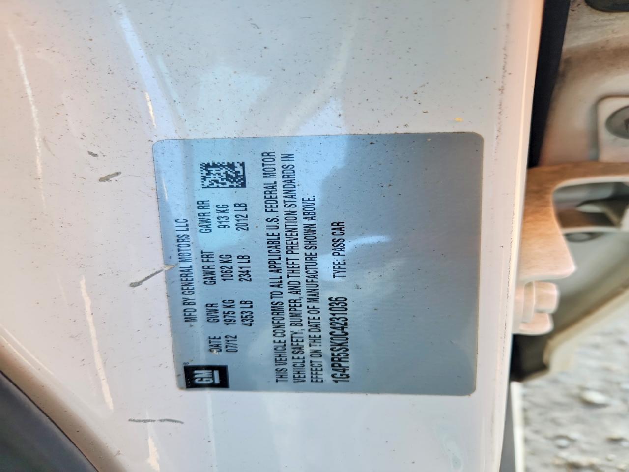 2012 Buick Verano Convenience Cream vin: 1G4PR5SK0C4231036