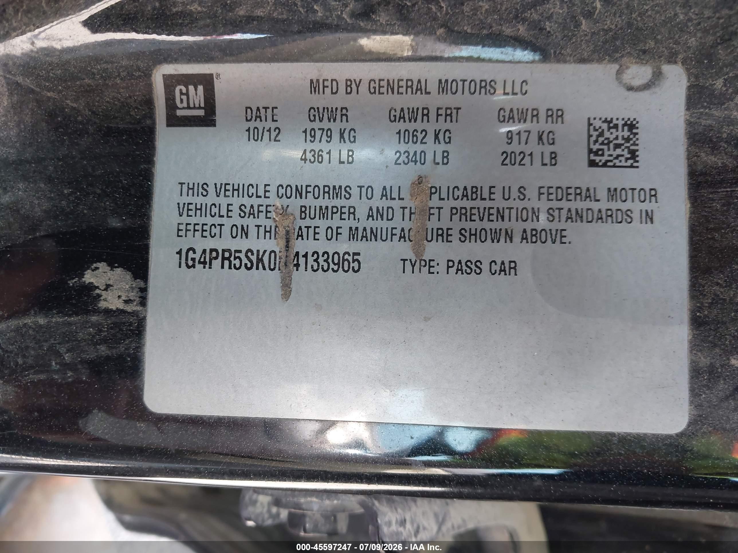 2013 Buick Verano Convenience Group Black vin: 1G4PR5SK0D4133965