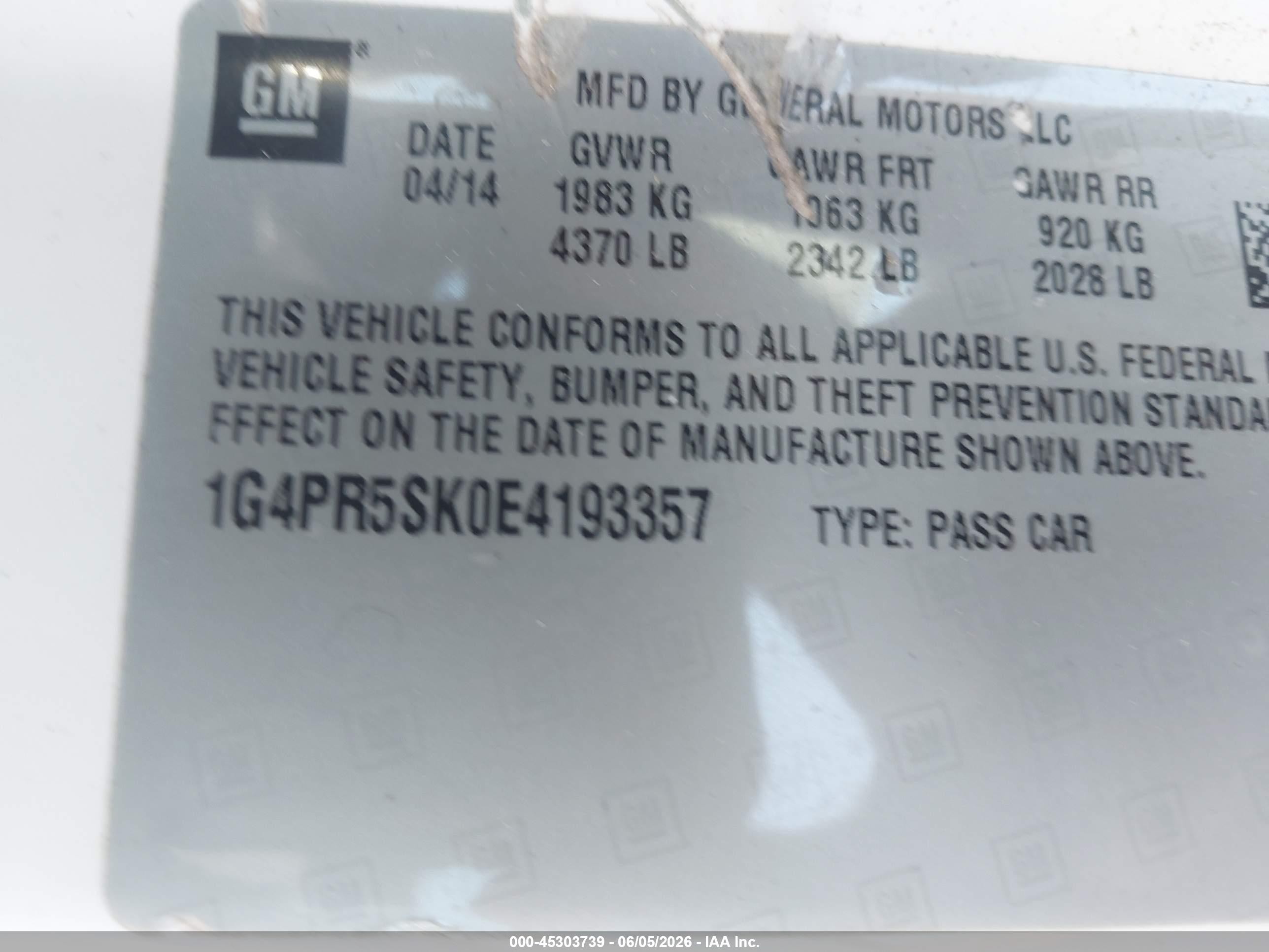 2014 Buick Verano Convenience Group Cream vin: 1G4PR5SK0E4193357