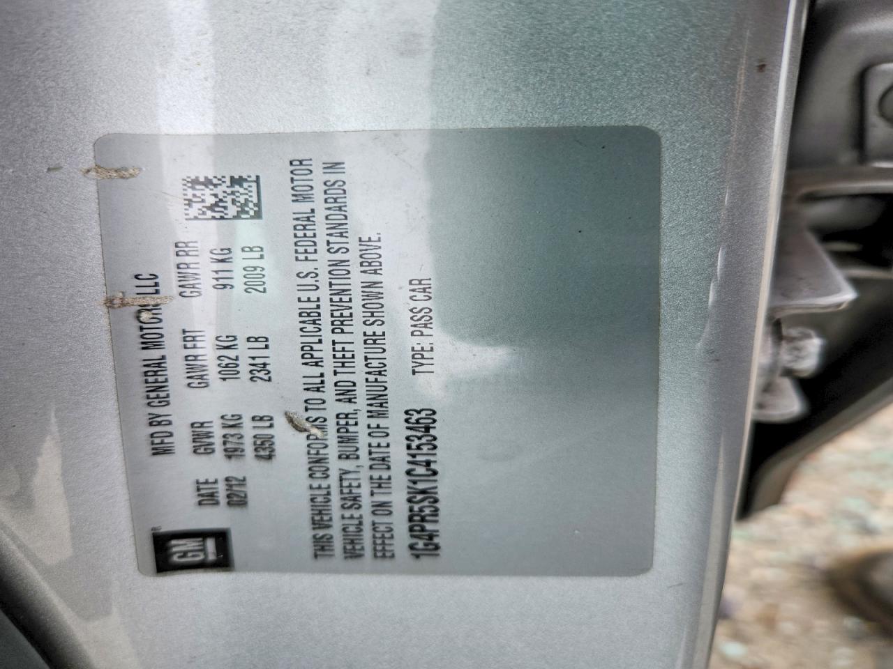 2012 Buick Verano Convenience Silver vin: 1G4PR5SK1C4153463