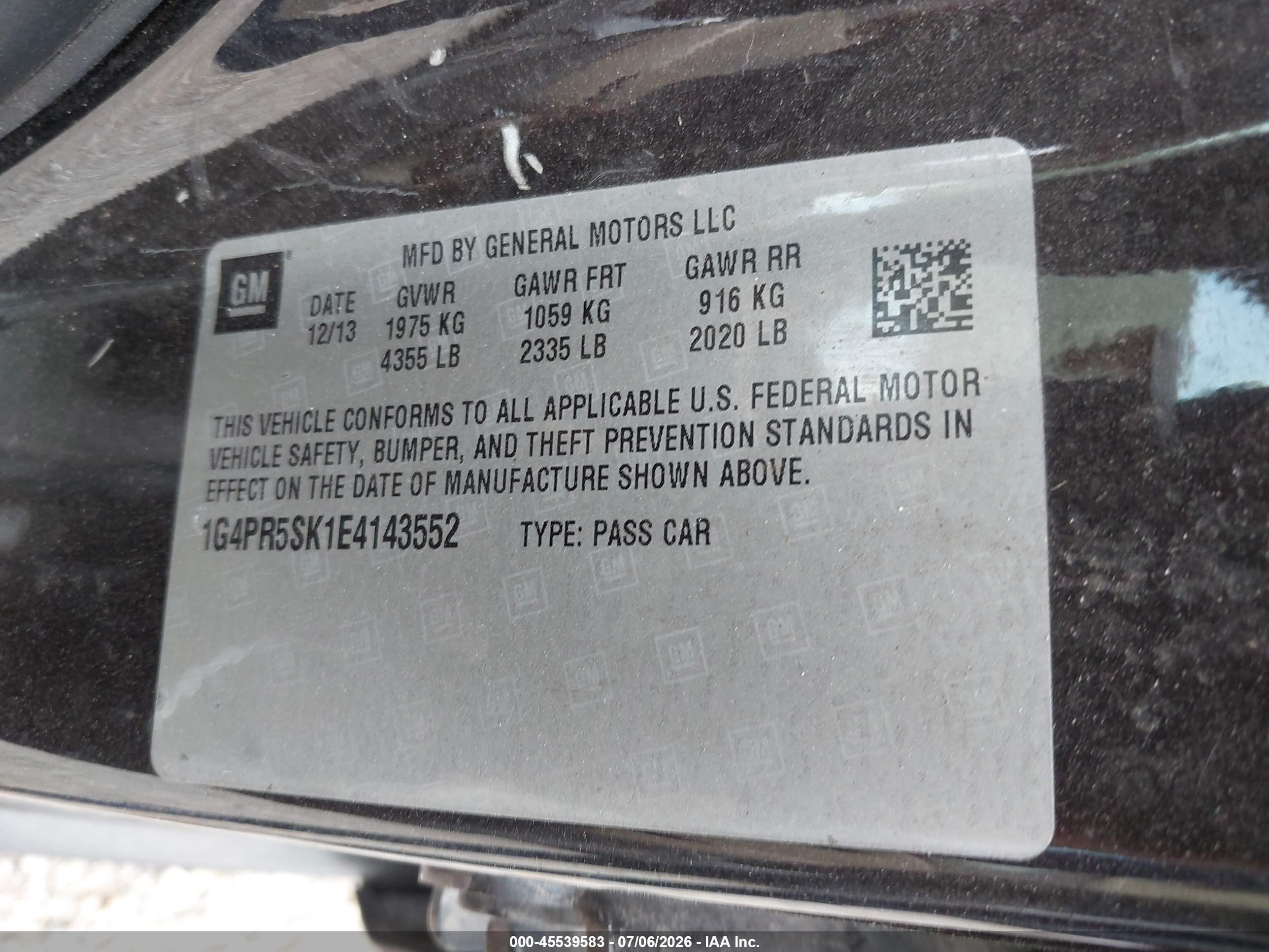 2014 Buick Verano Convenience Group Black vin: 1G4PR5SK1E4143552