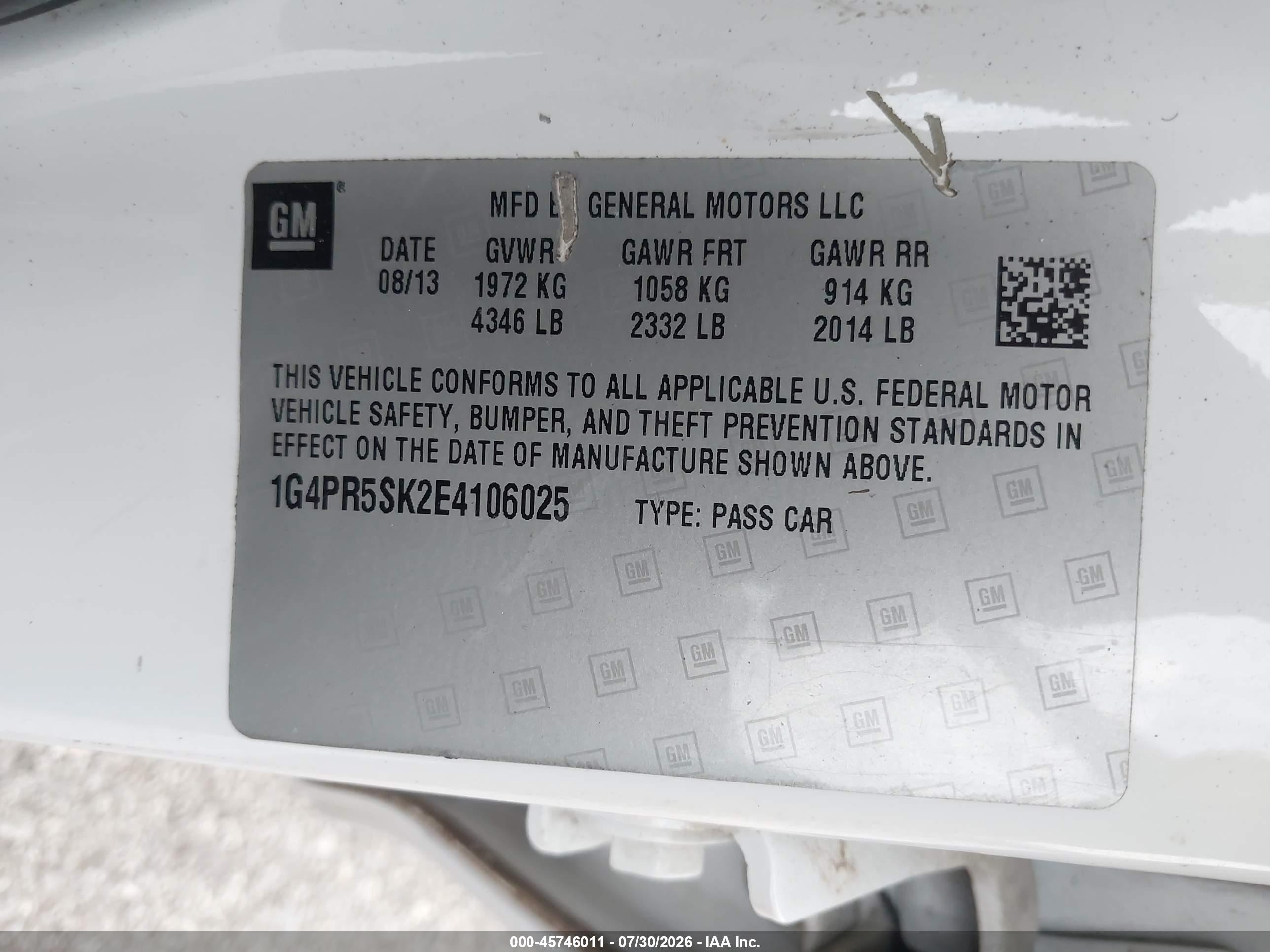 2014 Buick Verano Convenience Group White vin: 1G4PR5SK2E4106025