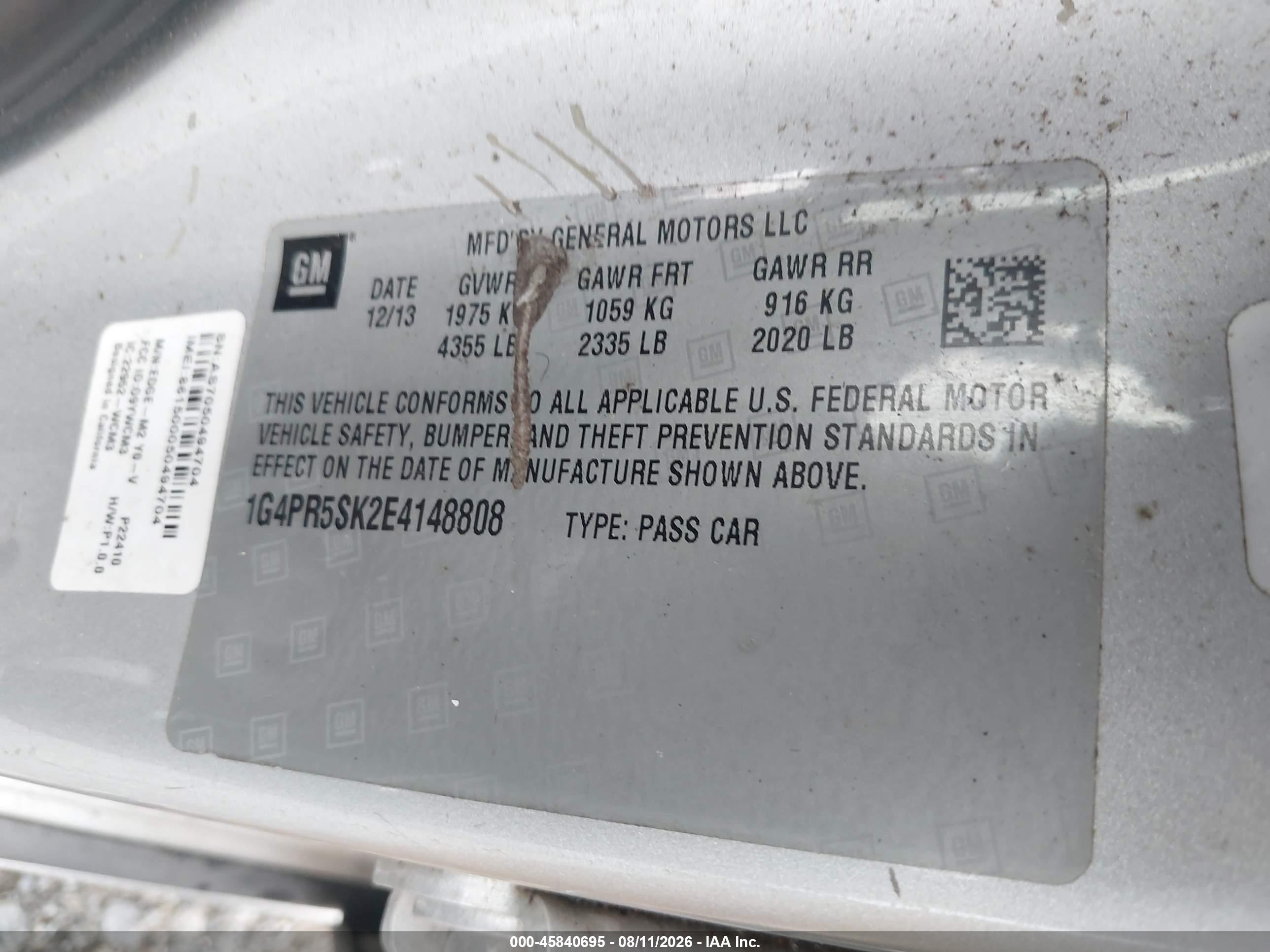 2014 Buick Verano Convenience Group Silver vin: 1G4PR5SK2E4148808