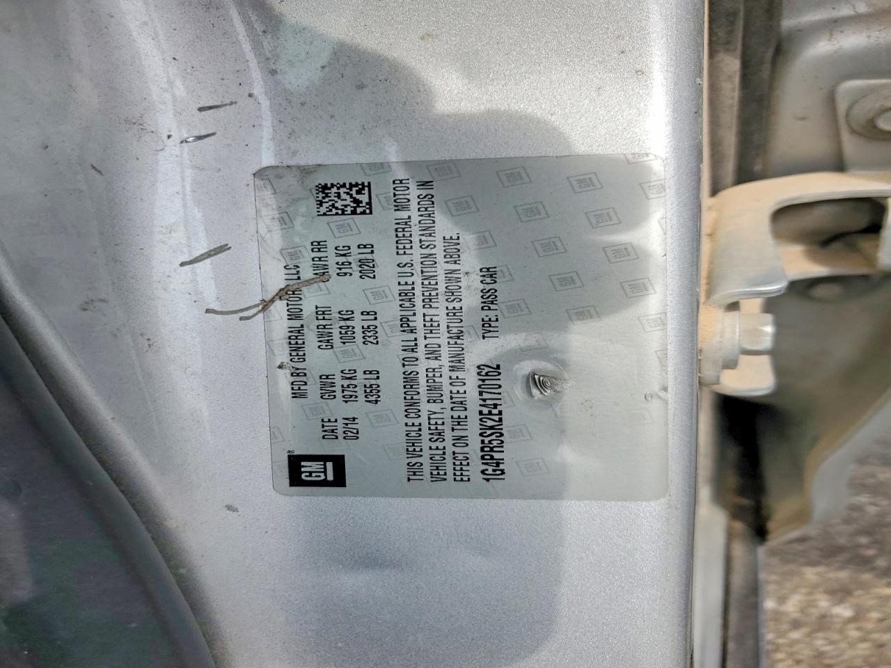 2014 Buick Verano Convenience Silver vin: 1G4PR5SK2E4170162