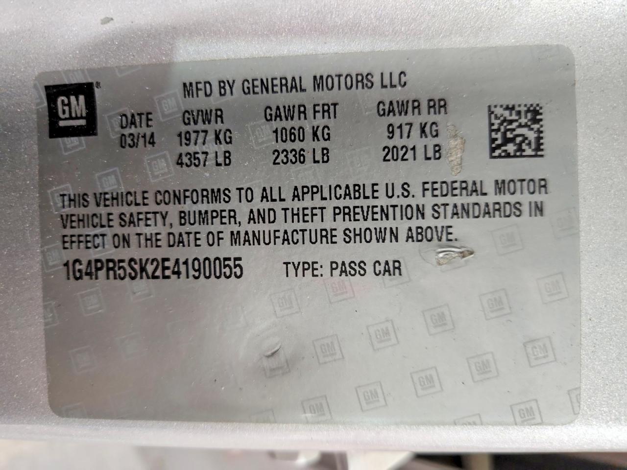 2014 Buick Verano Convenience Silver vin: 1G4PR5SK2E4190055