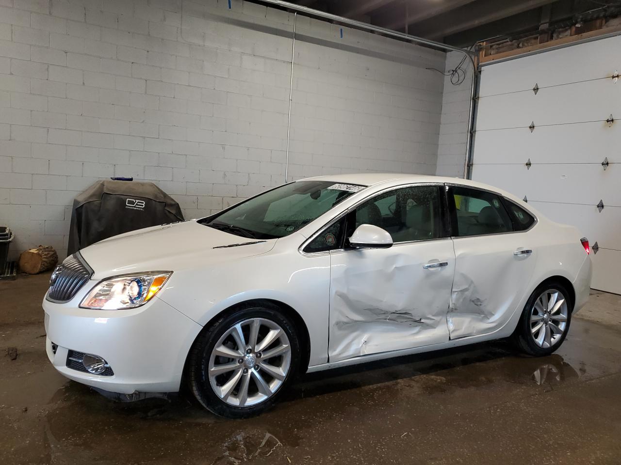 2013 Buick Verano Convenience White vin: 1G4PR5SK3D4146306 Damage: Left Front Door, Severe Damage, Replacement Required
