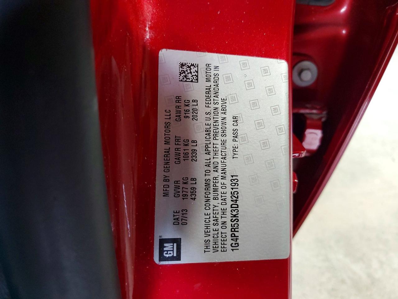 2013 Buick Verano Convenience Red vin: 1G4PR5SK3D4251931