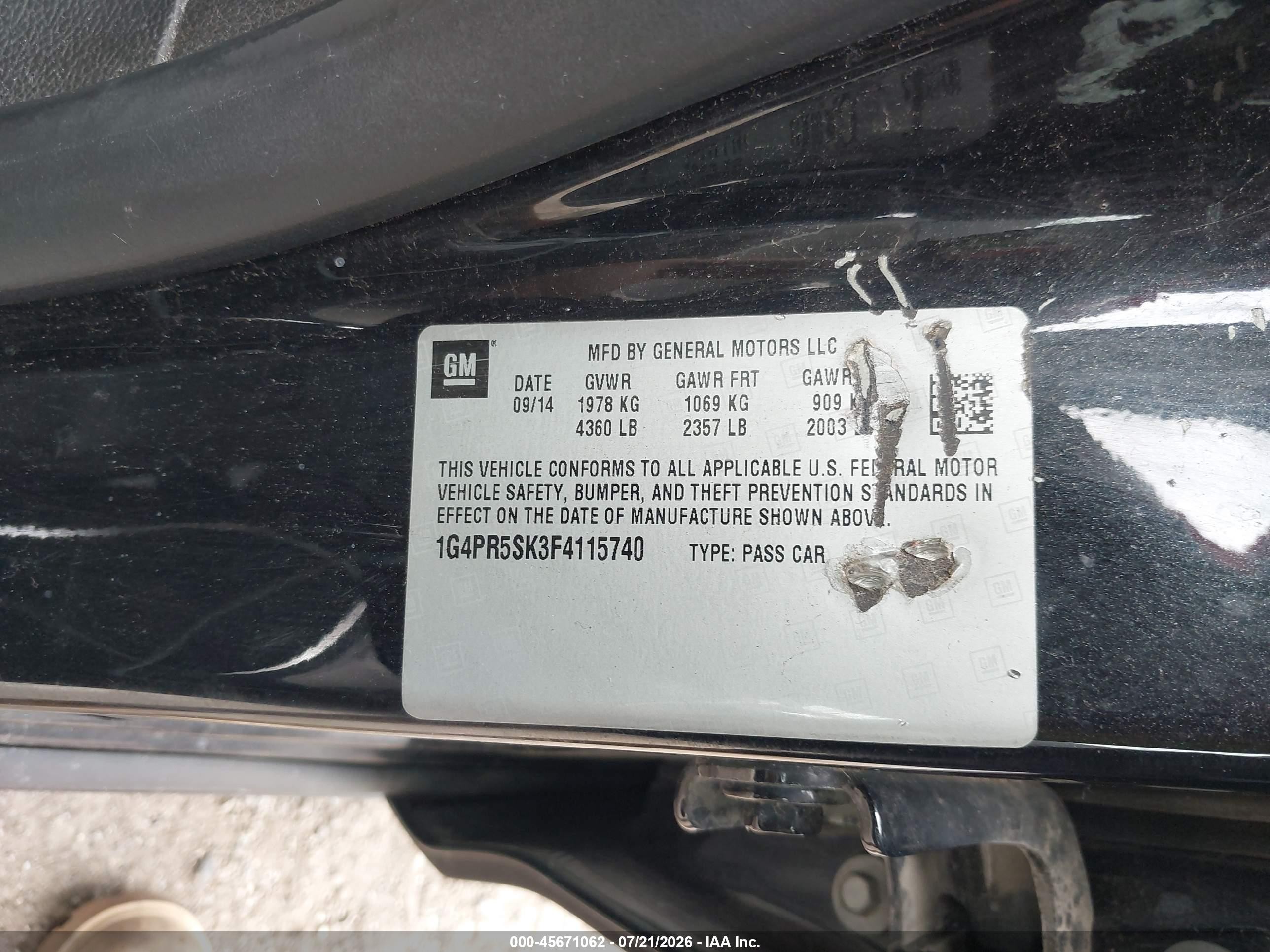 2015 Buick Verano Convenience Group Black vin: 1G4PR5SK3F4115740