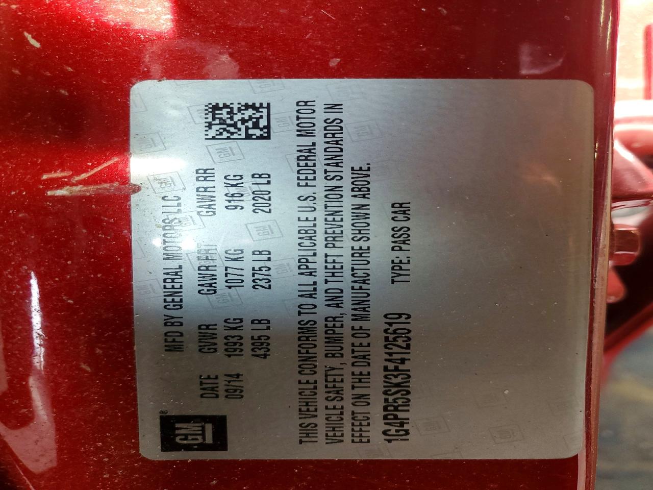 2015 Buick Verano Convenience Red vin: 1G4PR5SK3F4125619