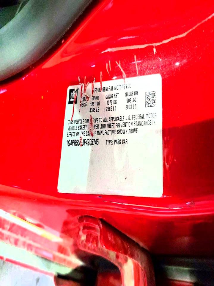 2015 Buick Verano Convenience Red vin: 1G4PR5SK3F4205745