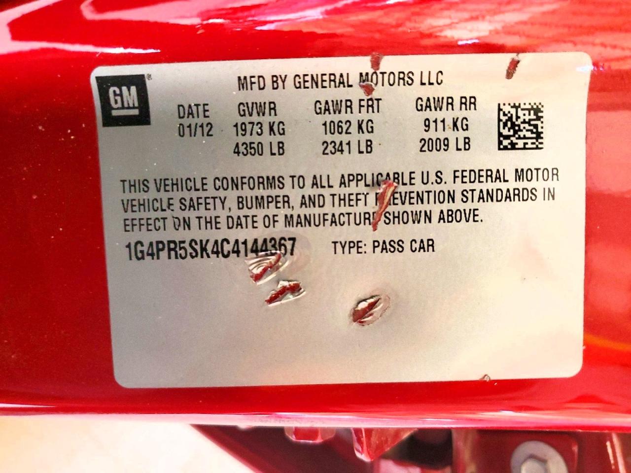 2012 Buick Verano Convenience Red vin: 1G4PR5SK4C4144367