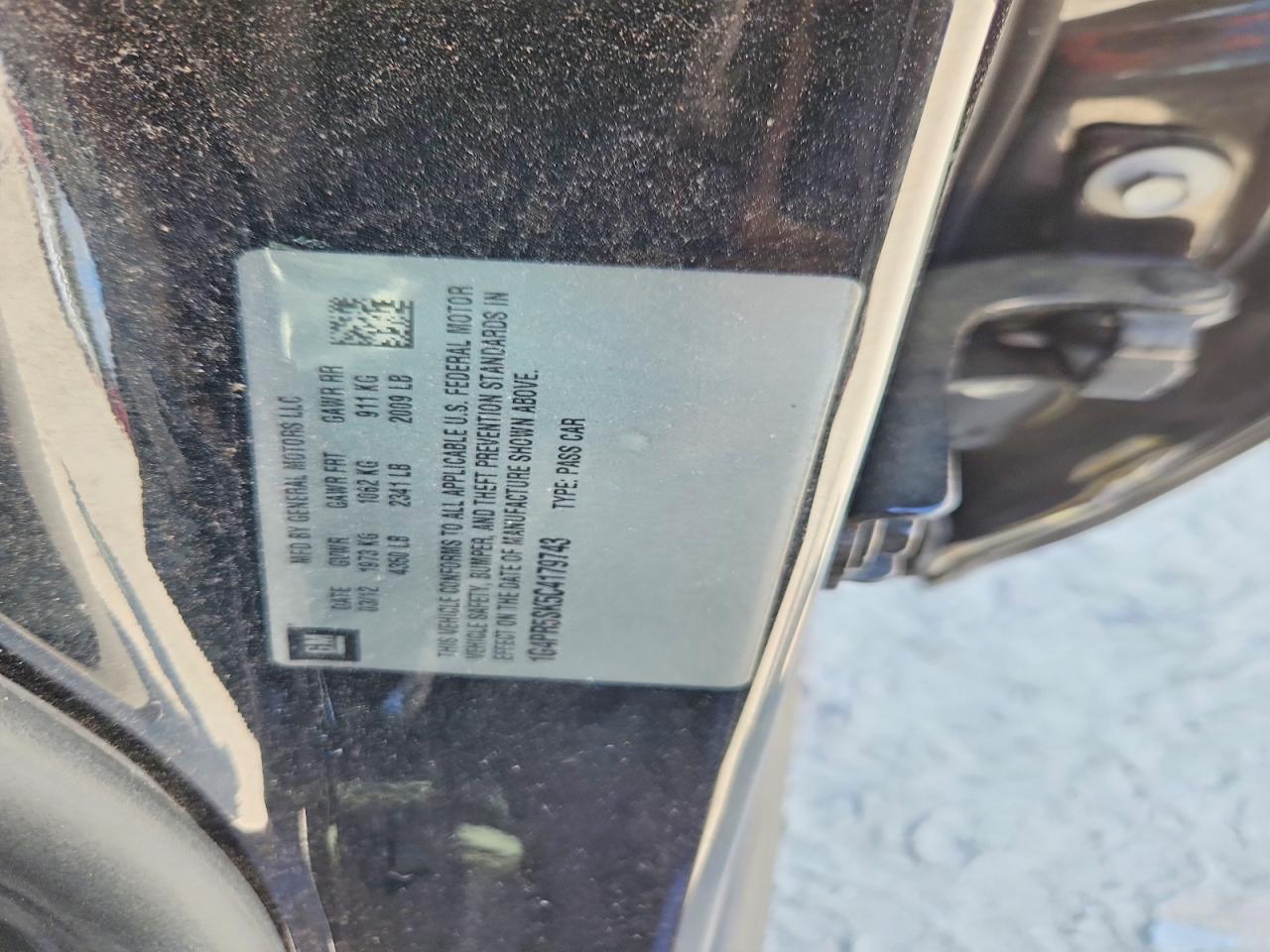 2012 Buick Verano Convenience Черный vin: 1G4PR5SK5C4179743
