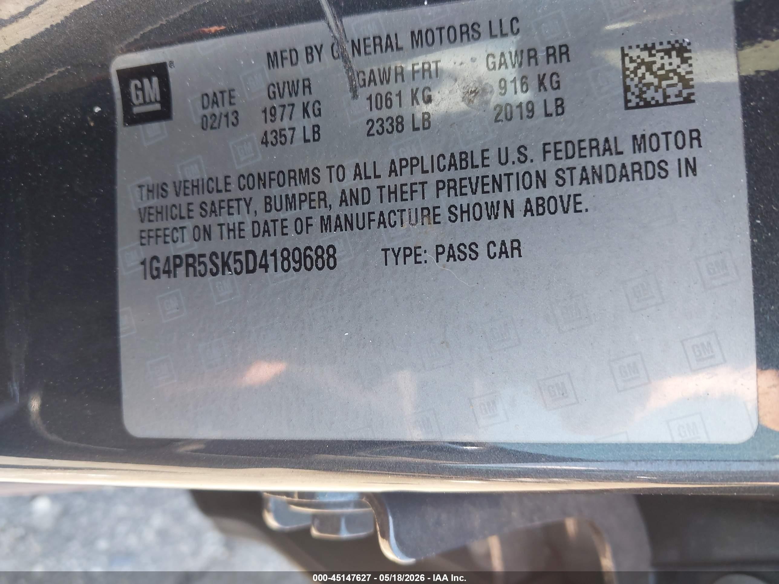 2013 Buick Verano Convenience Group Black vin: 1G4PR5SK5D4189688