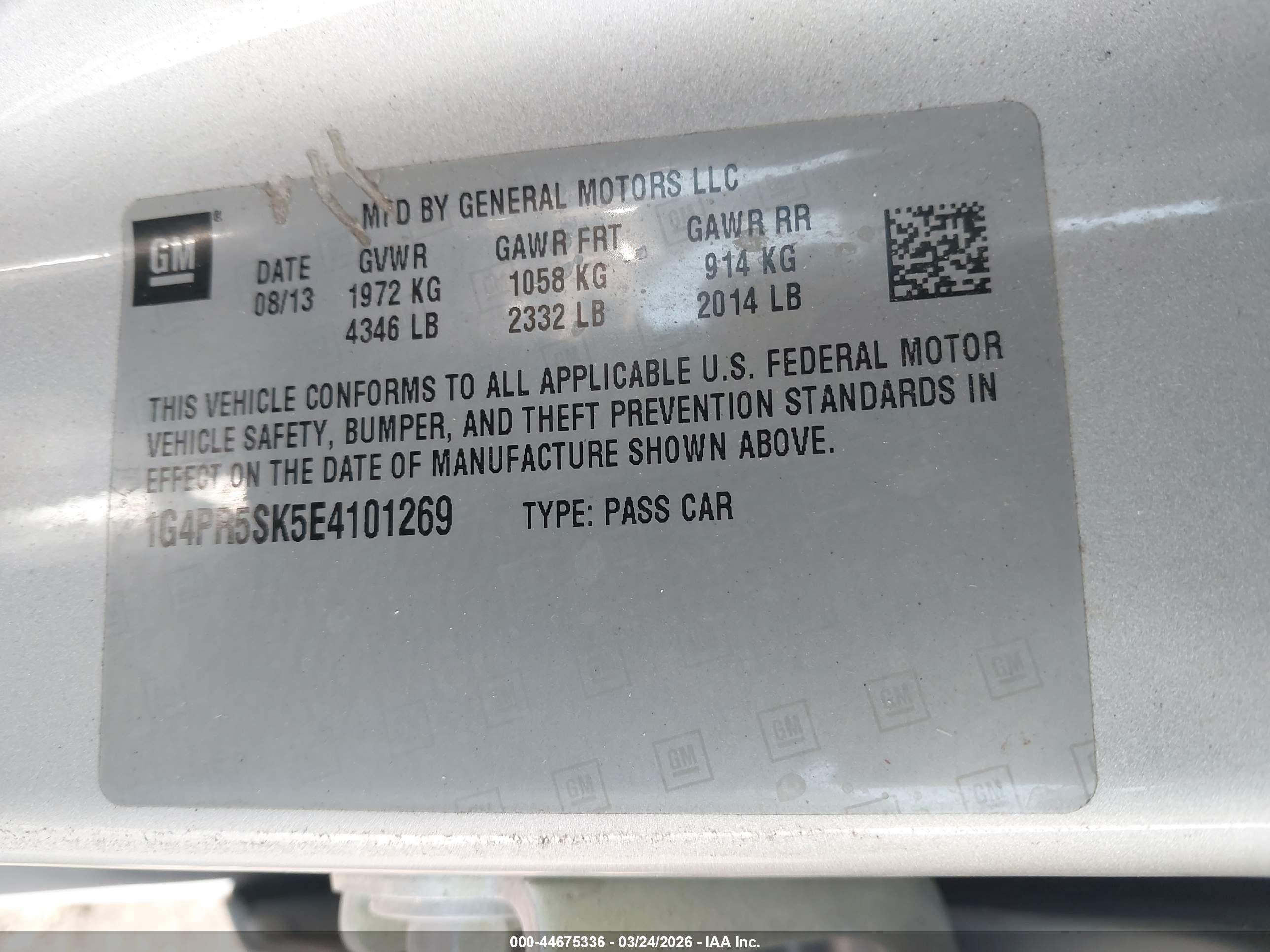 2014 Buick Verano Convenience Group Silver vin: 1G4PR5SK5E4101269
