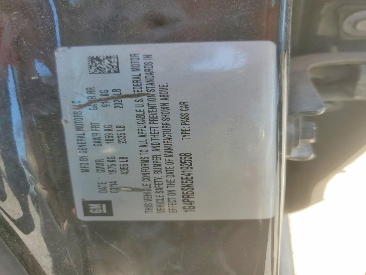 2014 Buick Verano Convenience Черный vin: 1G4PR5SK5E4192558