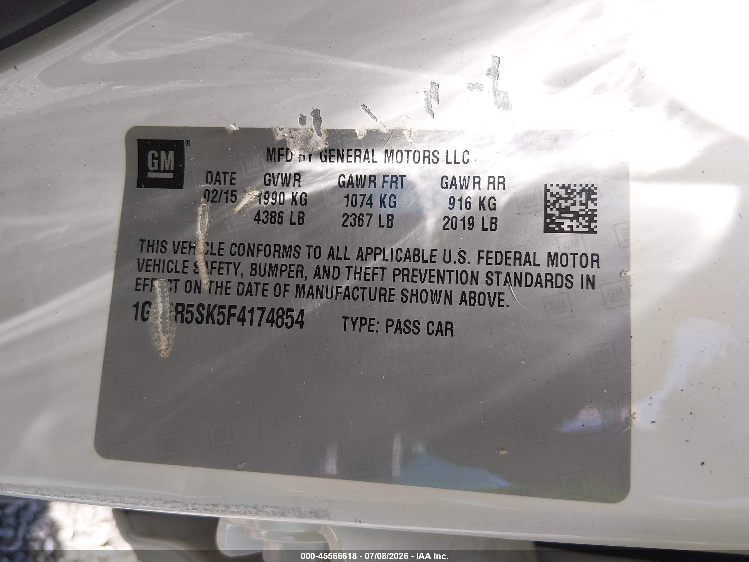 2015 Buick Verano Convenience Group White vin: 1G4PR5SK5F4174854