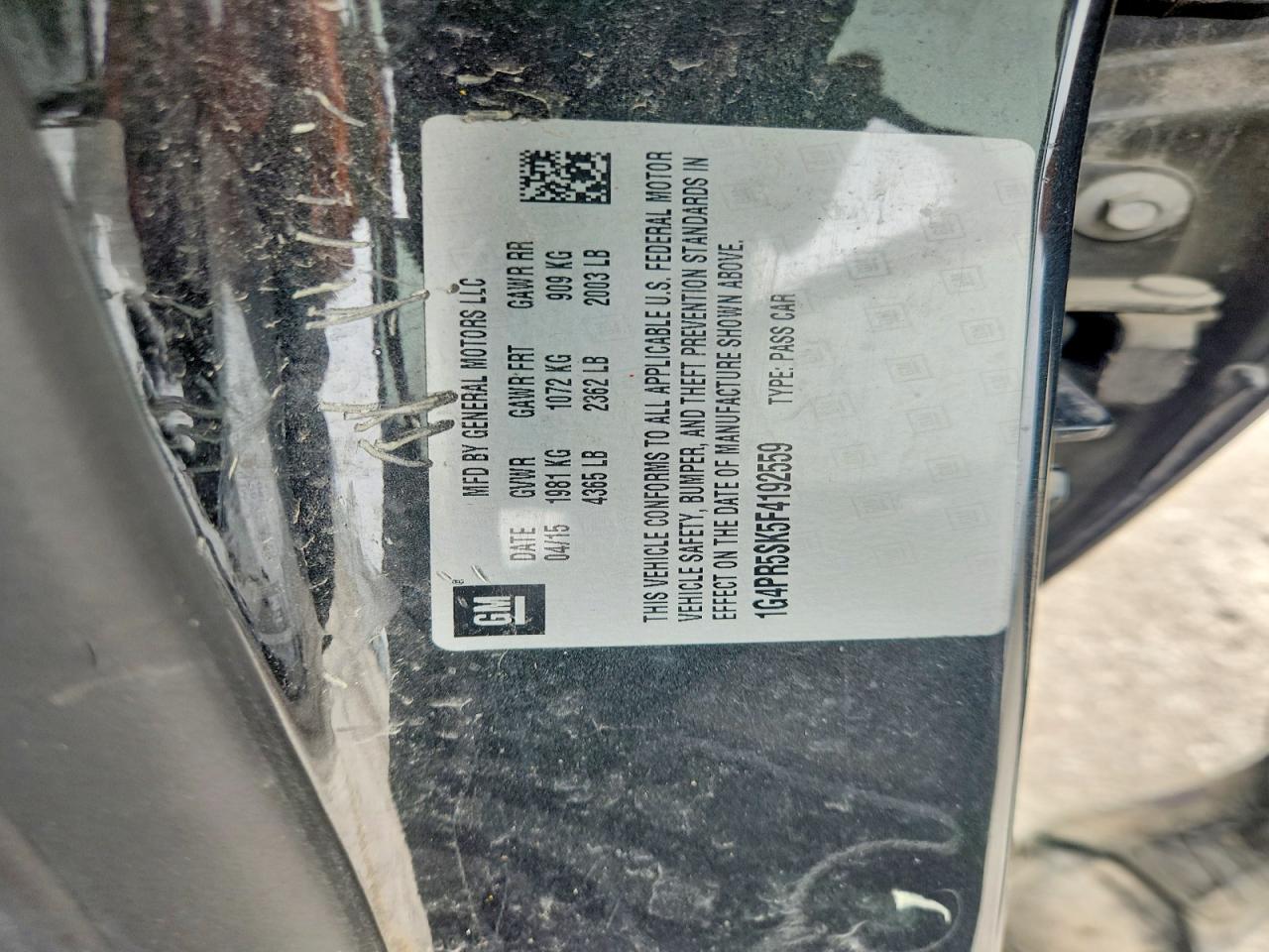 2015 Buick Verano Convenience Gray vin: 1G4PR5SK5F4192559