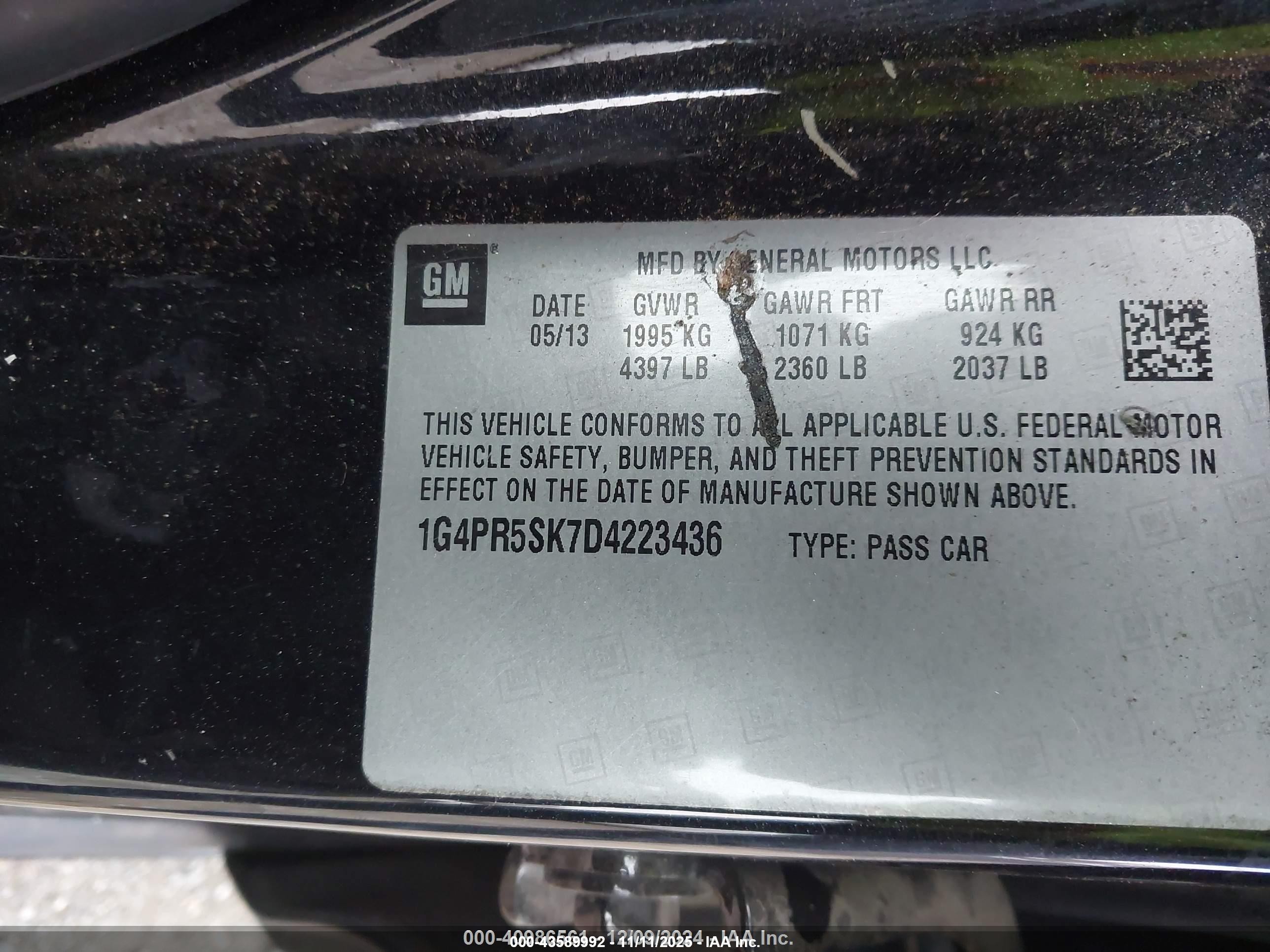 2013 Buick Verano Convenience Group Черный vin: 1G4PR5SK7D4223436