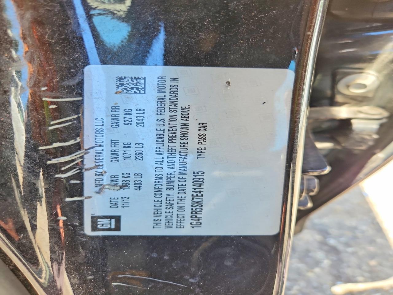 2014 Buick Verano Convenience Black vin: 1G4PR5SK7E4140915