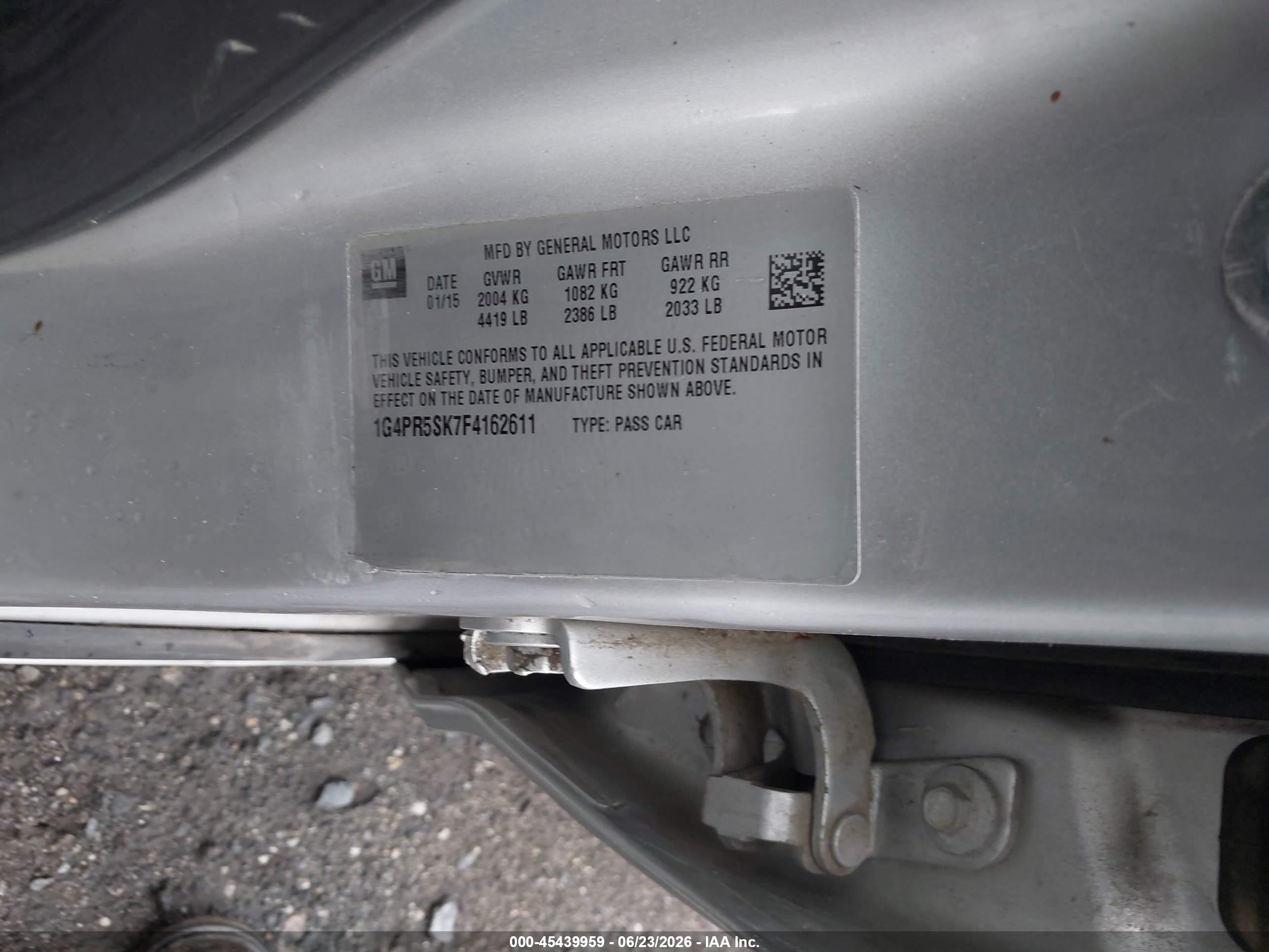2015 Buick Verano Convenience Group Silver vin: 1G4PR5SK7F4162611