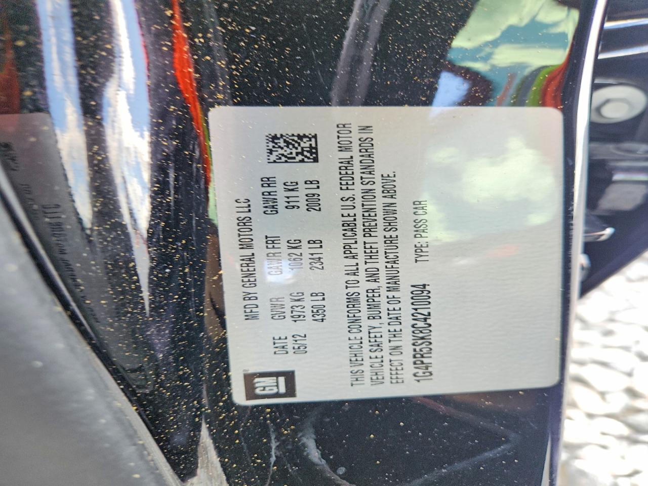 2012 Buick Verano Convenience Black vin: 1G4PR5SK8C4210094
