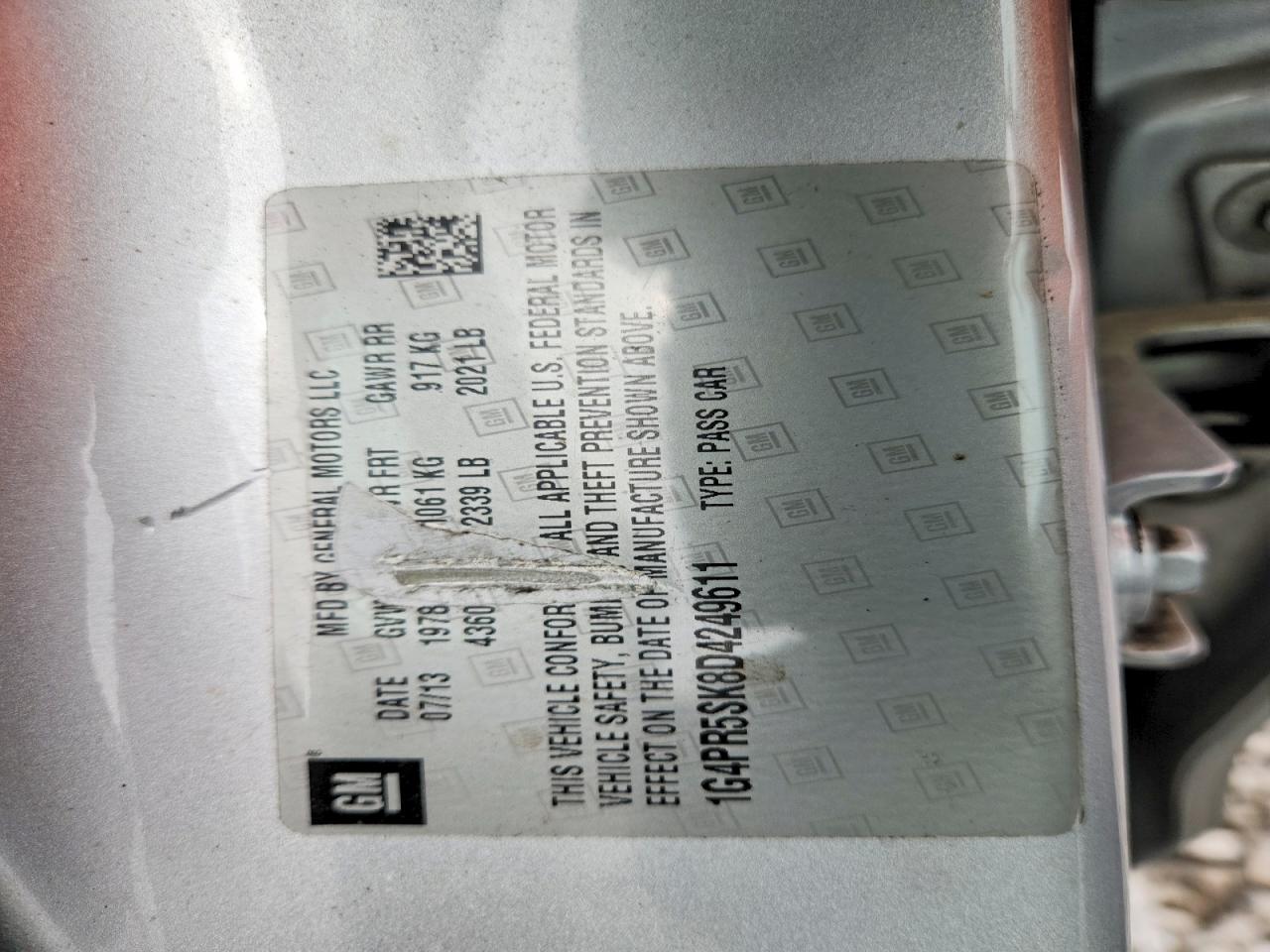 2013 Buick Verano Convenience Серебряный vin: 1G4PR5SK8D4249611