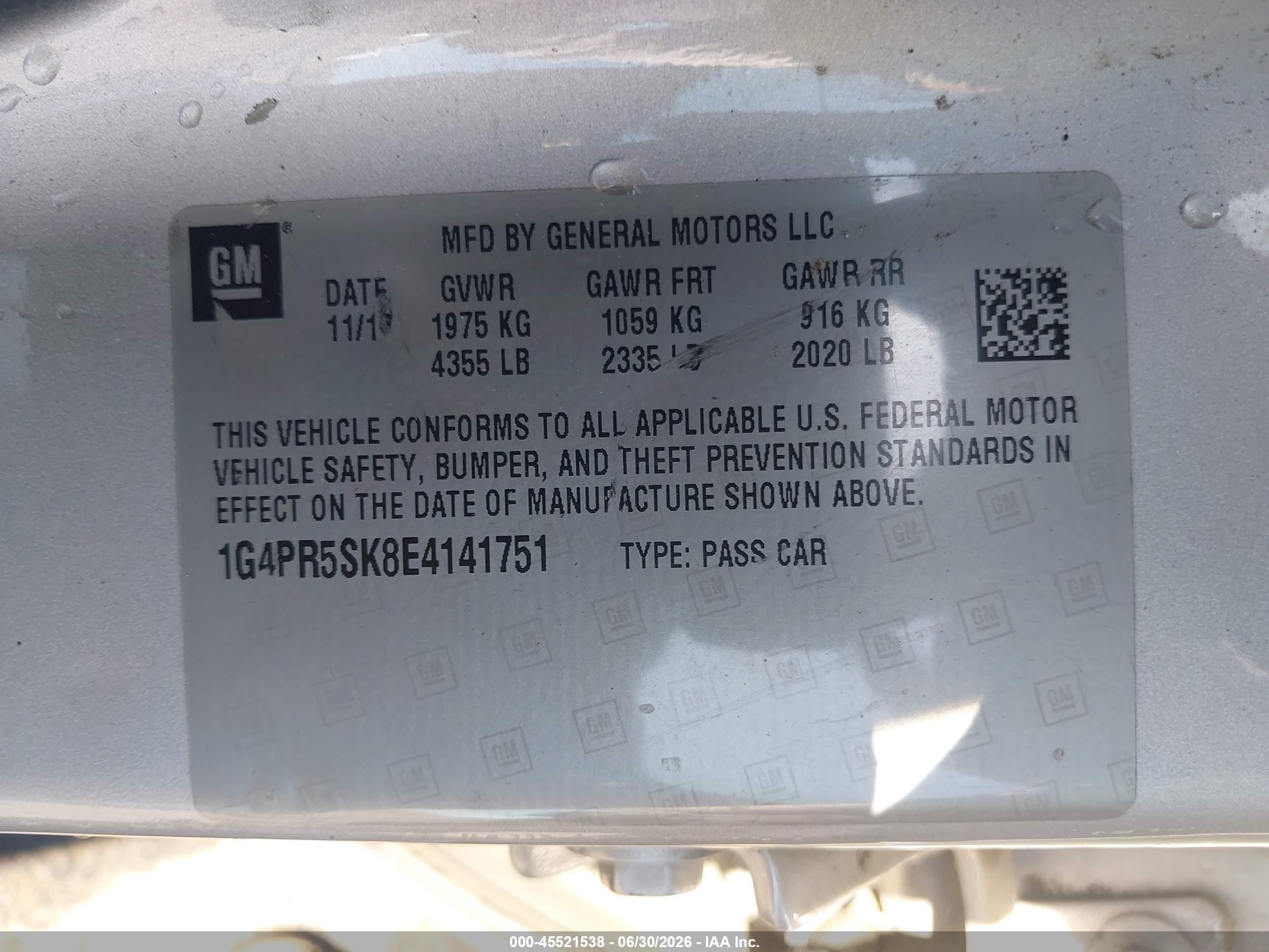 2014 Buick Verano Convenience Group Silver vin: 1G4PR5SK8E4141751