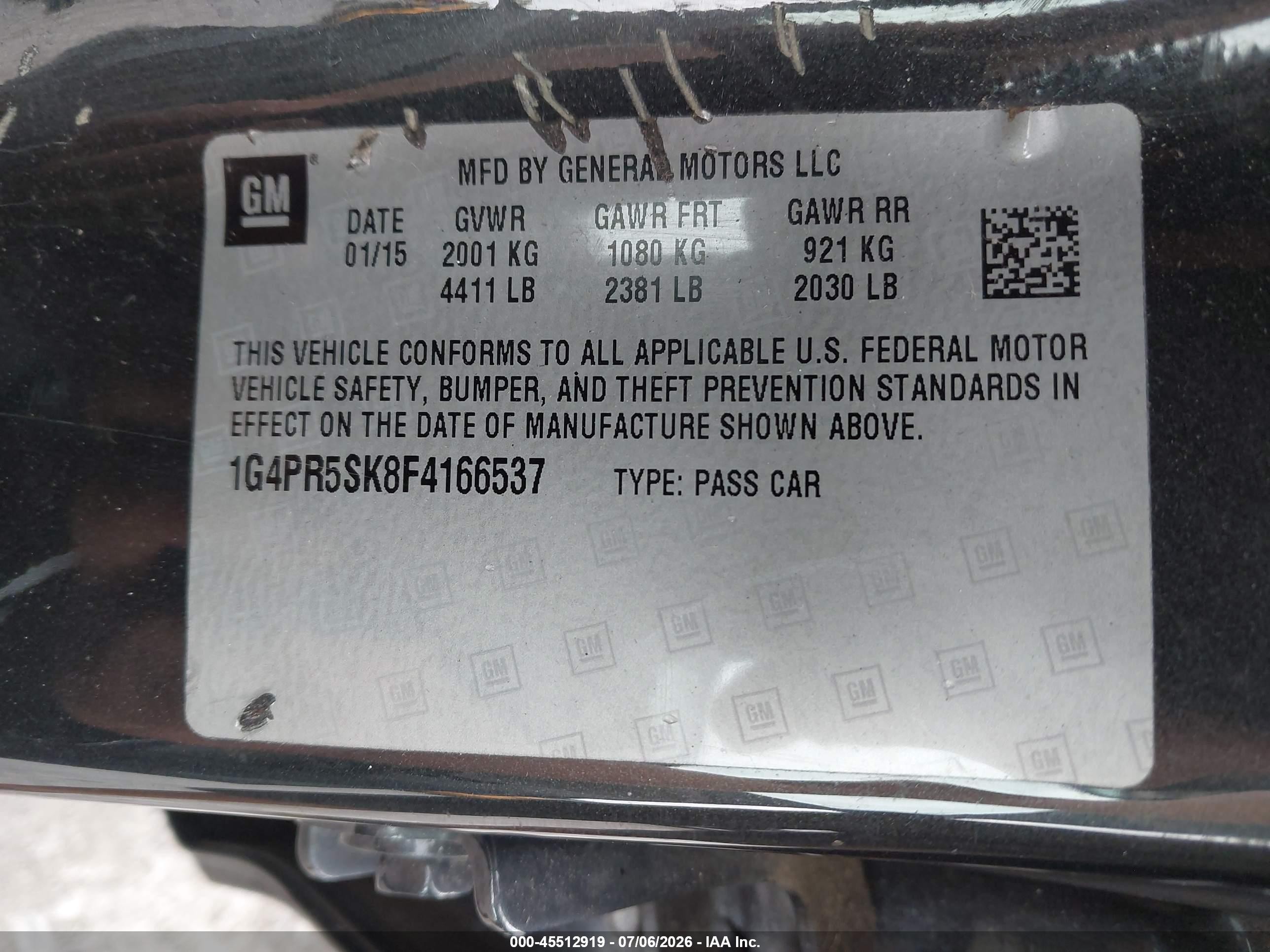 2015 Buick Verano Convenience Group Черный vin: 1G4PR5SK8F4166537
