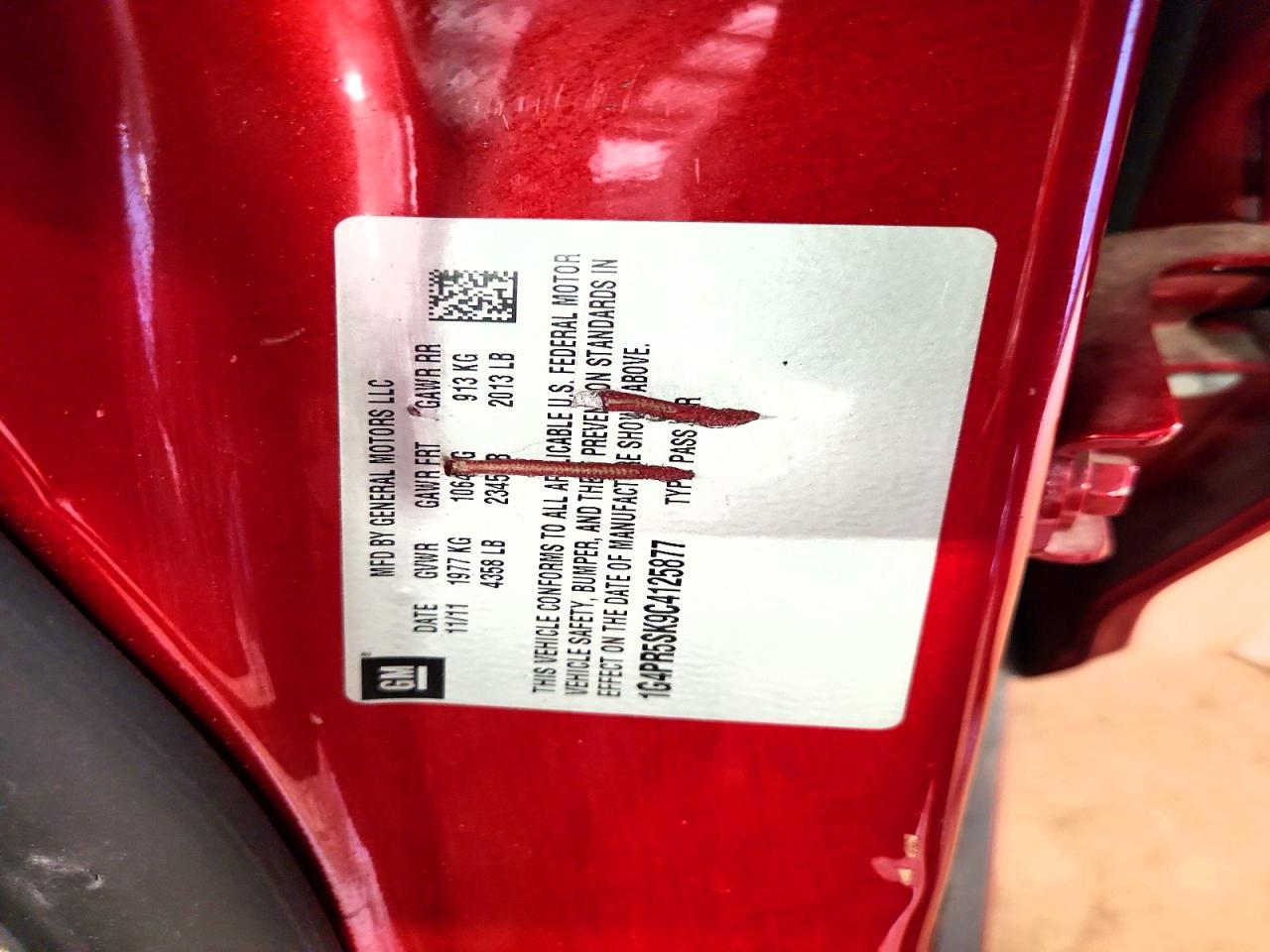 2012 Buick Verano Convenience Red vin: 1G4PR5SK9C4125877