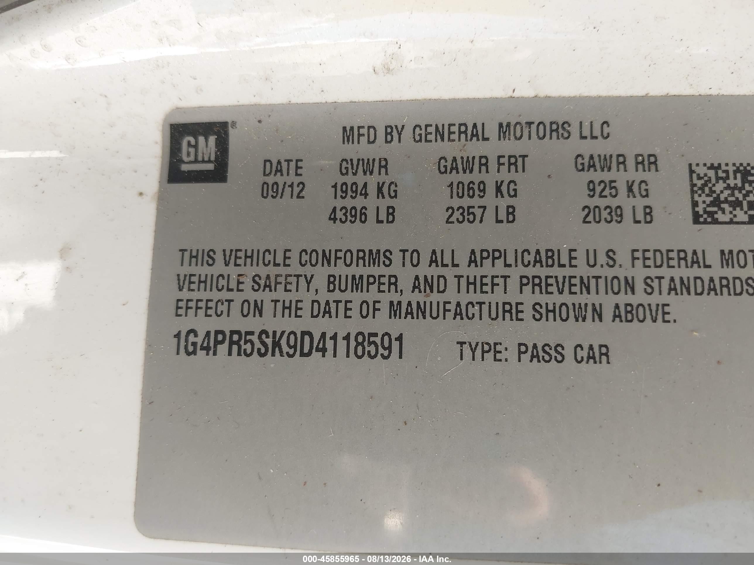 2013 Buick Verano Convenience Group White vin: 1G4PR5SK9D4118591