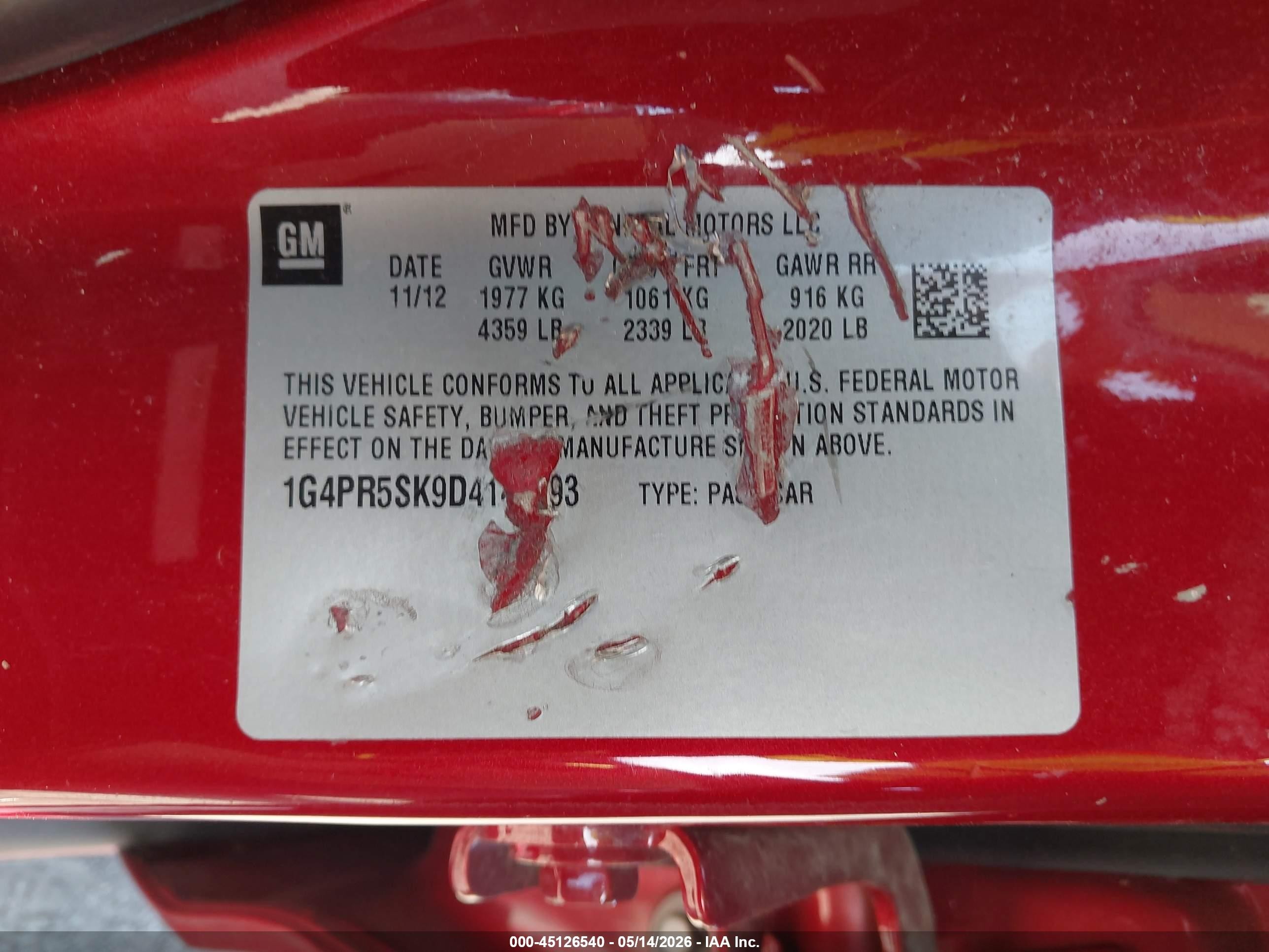 2013 Buick Verano Convenience Group Red vin: 1G4PR5SK9D4146293