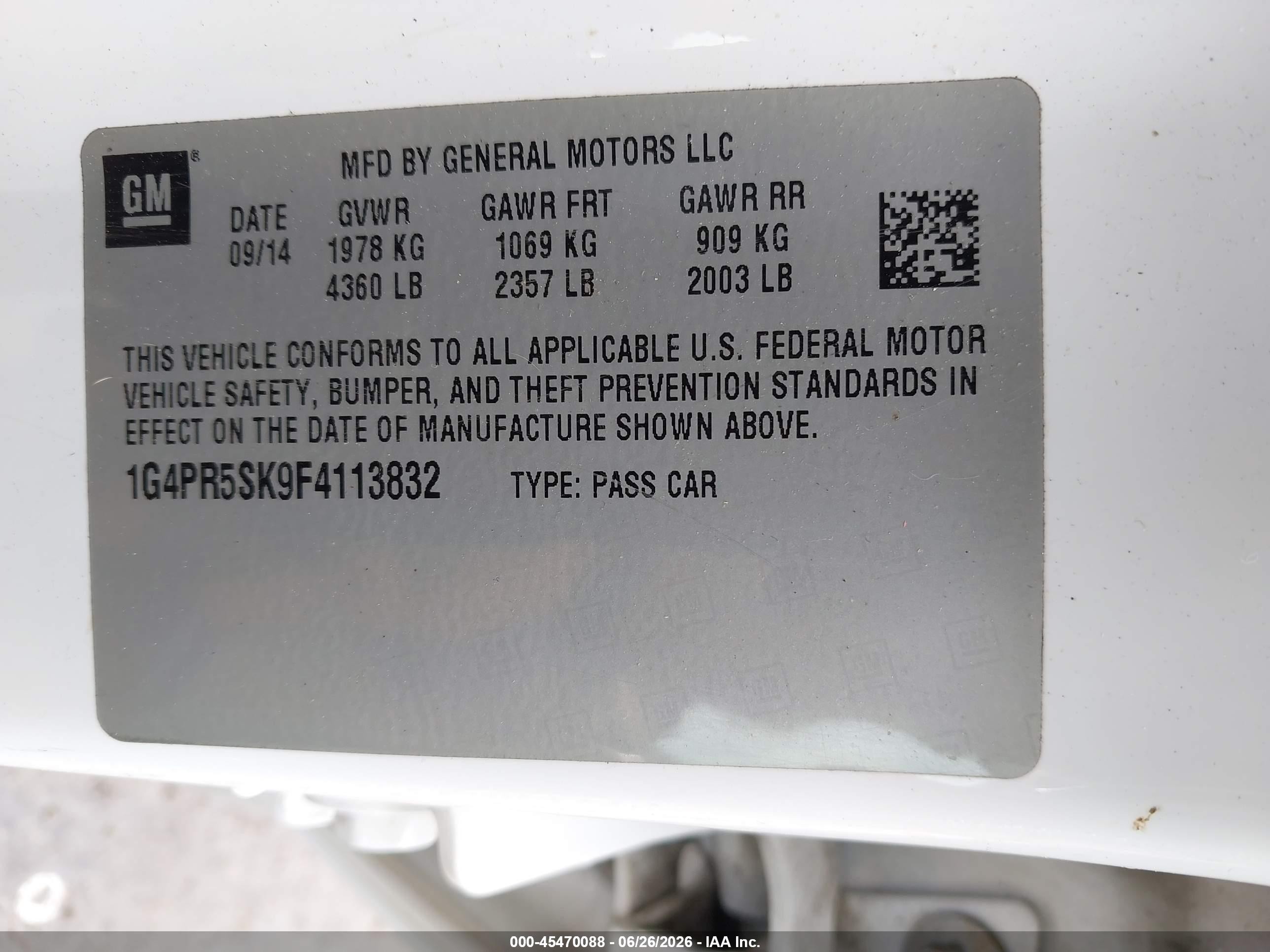 2015 Buick Verano Convenience Group White vin: 1G4PR5SK9F4113832