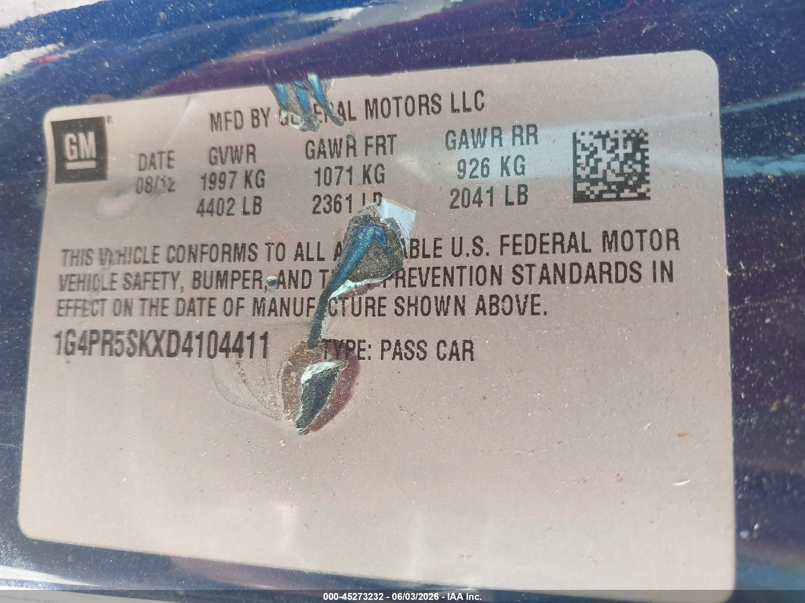 2013 Buick Verano Convenience Group Blue vin: 1G4PR5SKXD4104411
