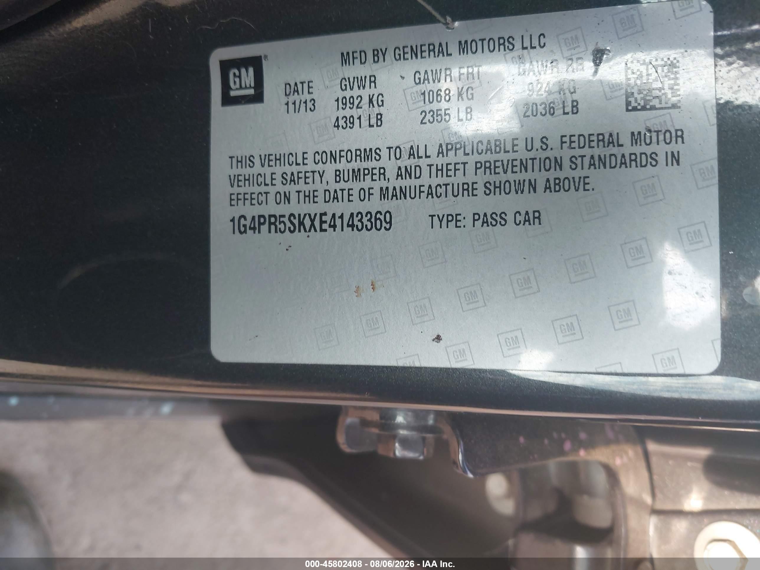 2014 Buick Verano Convenience Group Gray vin: 1G4PR5SKXE4143369