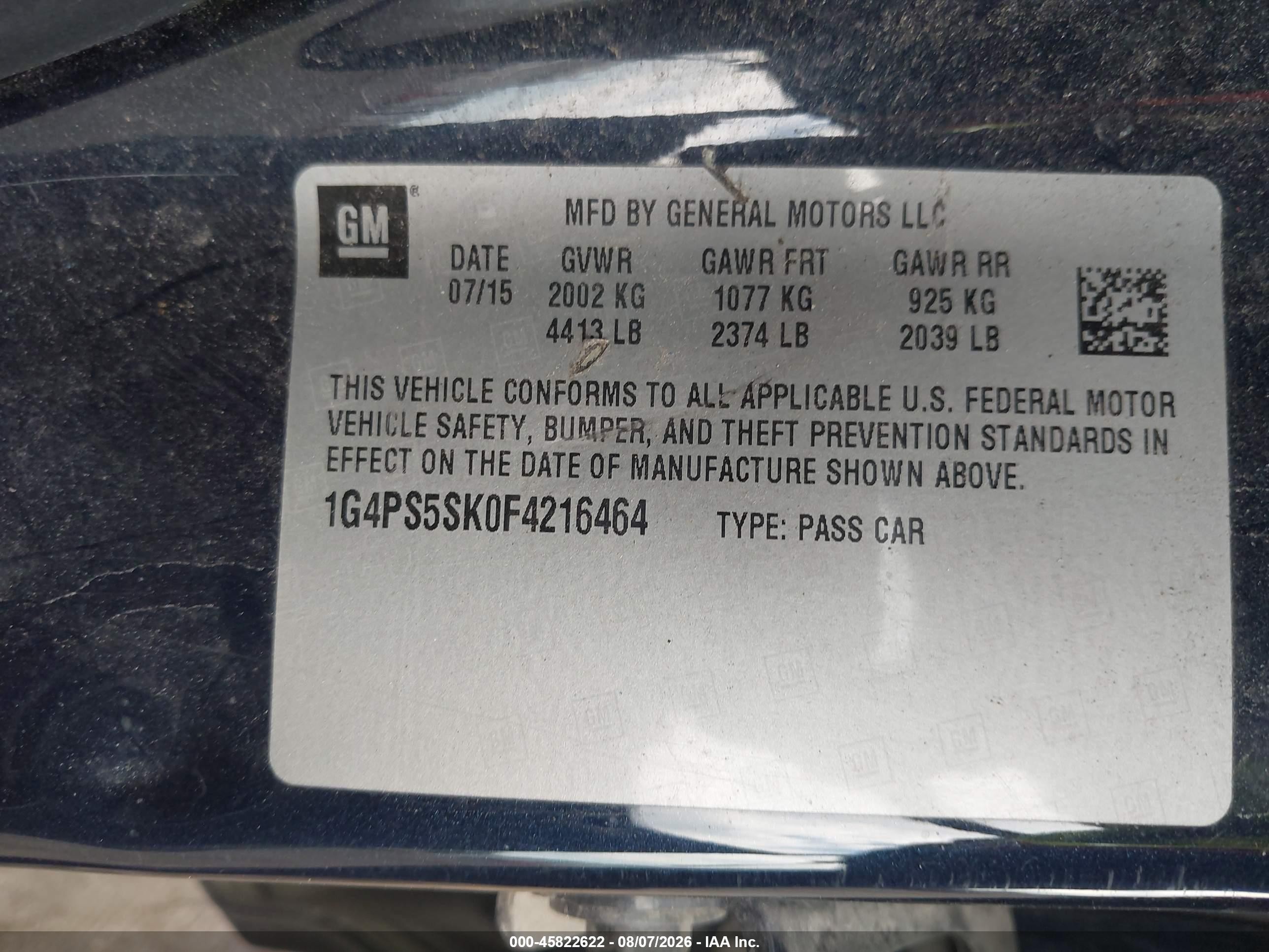 2015 Buick Verano Leather Group Синий vin: 1G4PS5SK0F4216464