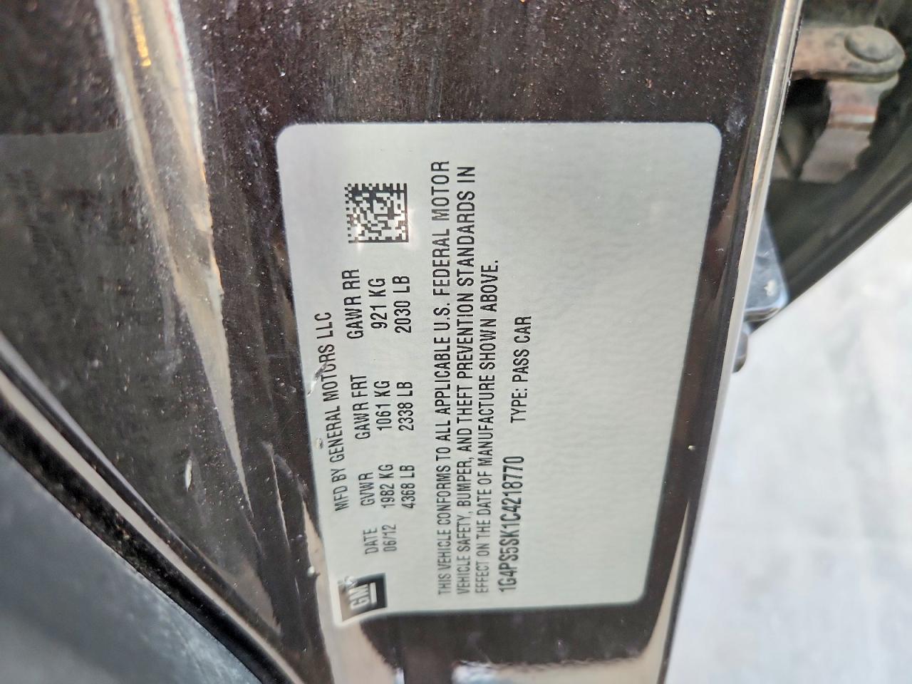 2012 Buick Verano Угольный vin: 1G4PS5SK1C4218770