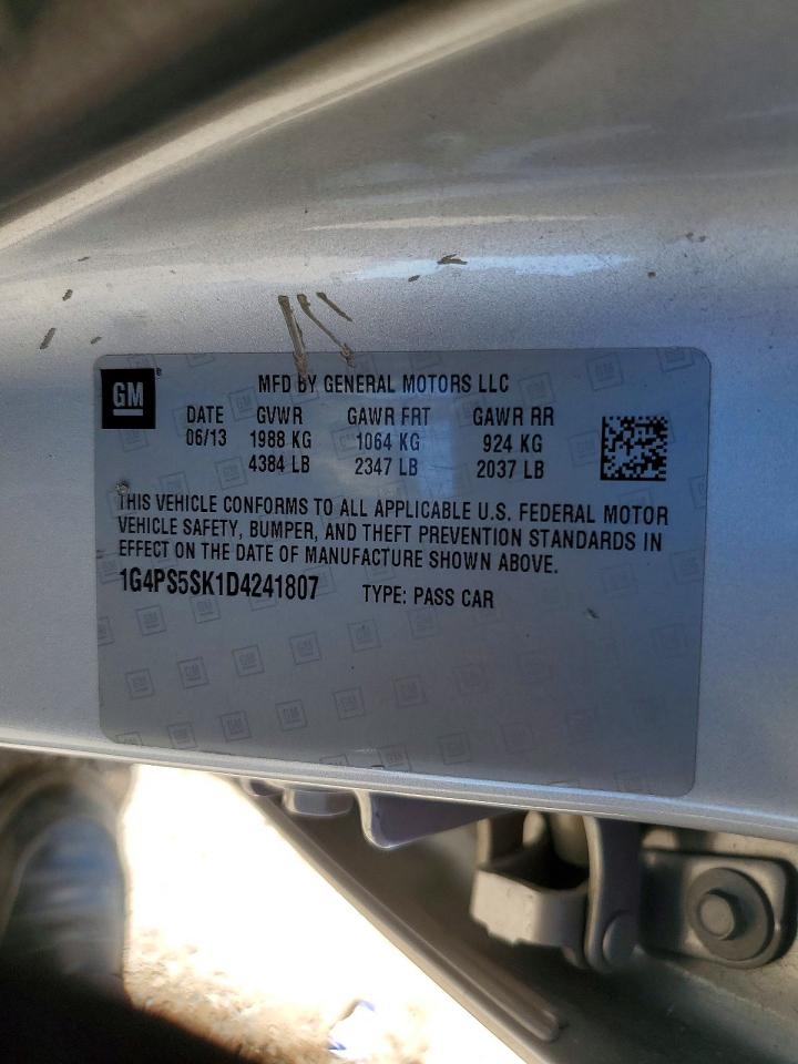 2013 Buick Verano Silver vin: 1G4PS5SK1D4241807