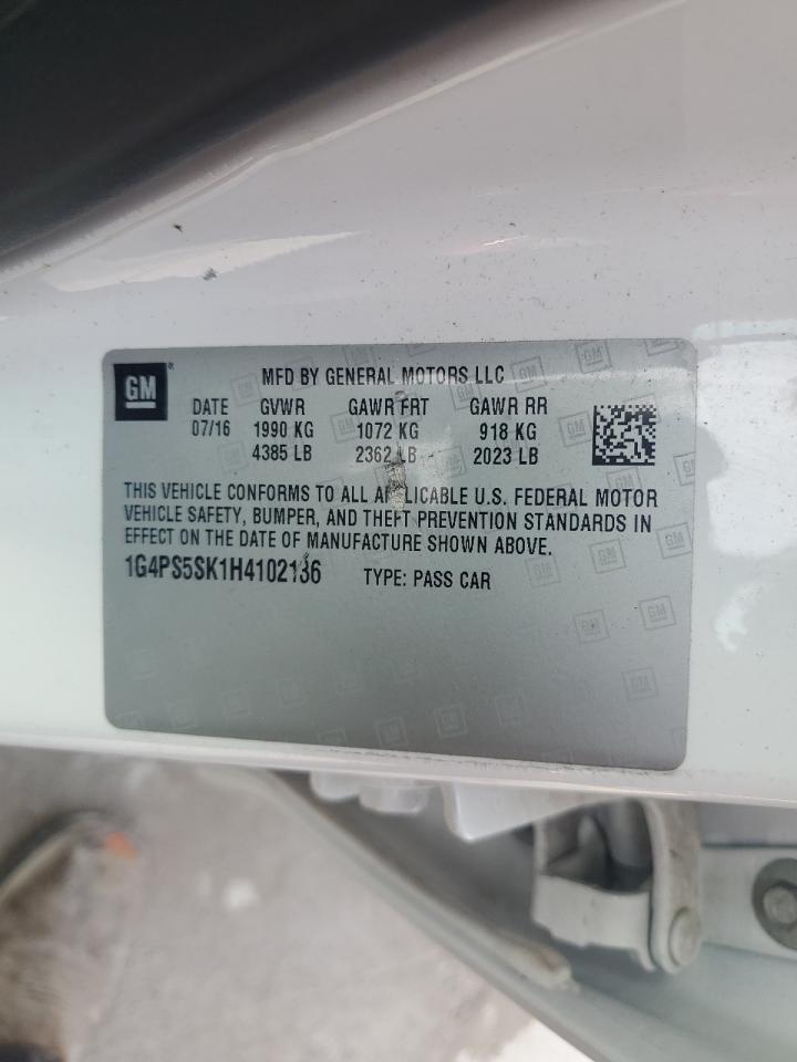 2017 Buick Verano White vin: 1G4PS5SK1H4102136