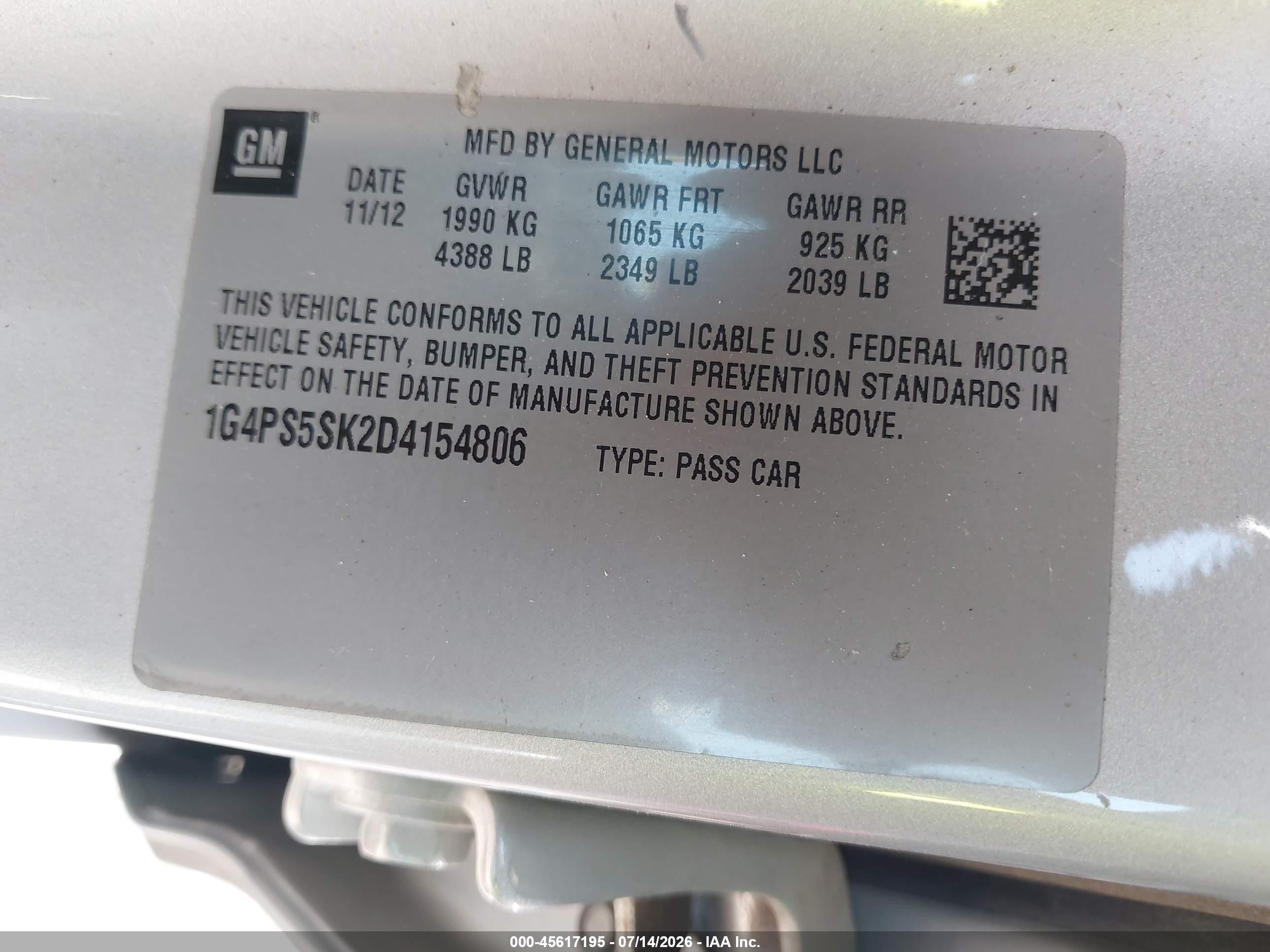 2013 Buick Verano Leather Group Серебряный vin: 1G4PS5SK2D4154806