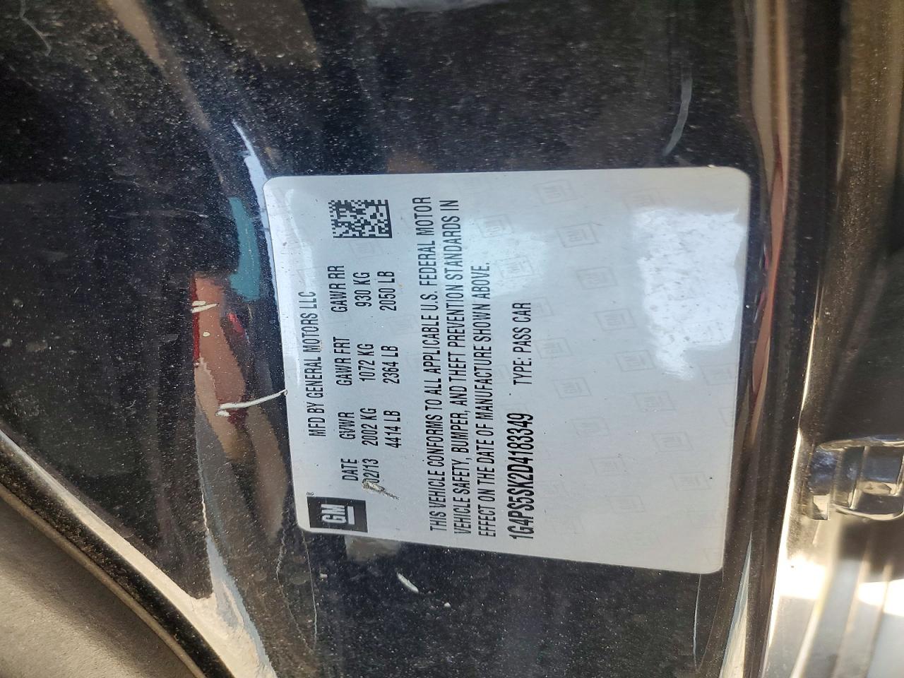 2013 Buick Verano Black vin: 1G4PS5SK2D4183349