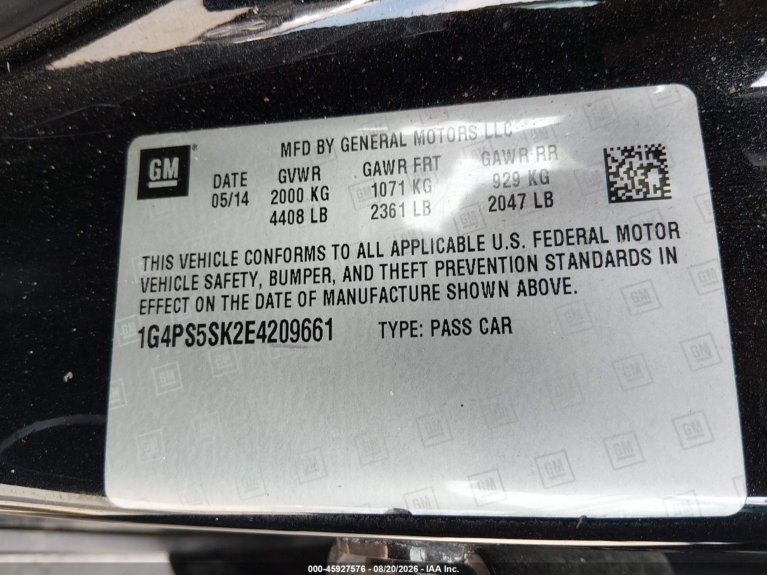 2014 Buick Verano Leather Group Gray vin: 1G4PS5SK2E4209661