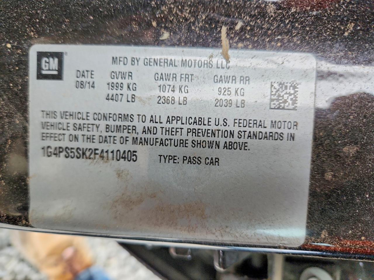 2015 Buick Verano Черный vin: 1G4PS5SK2F4110405