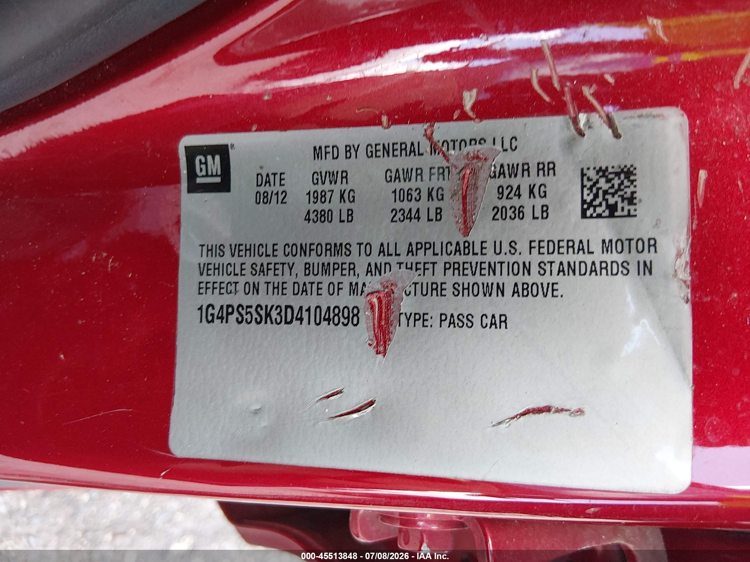 2013 Buick Verano Leather Group Red vin: 1G4PS5SK3D4104898