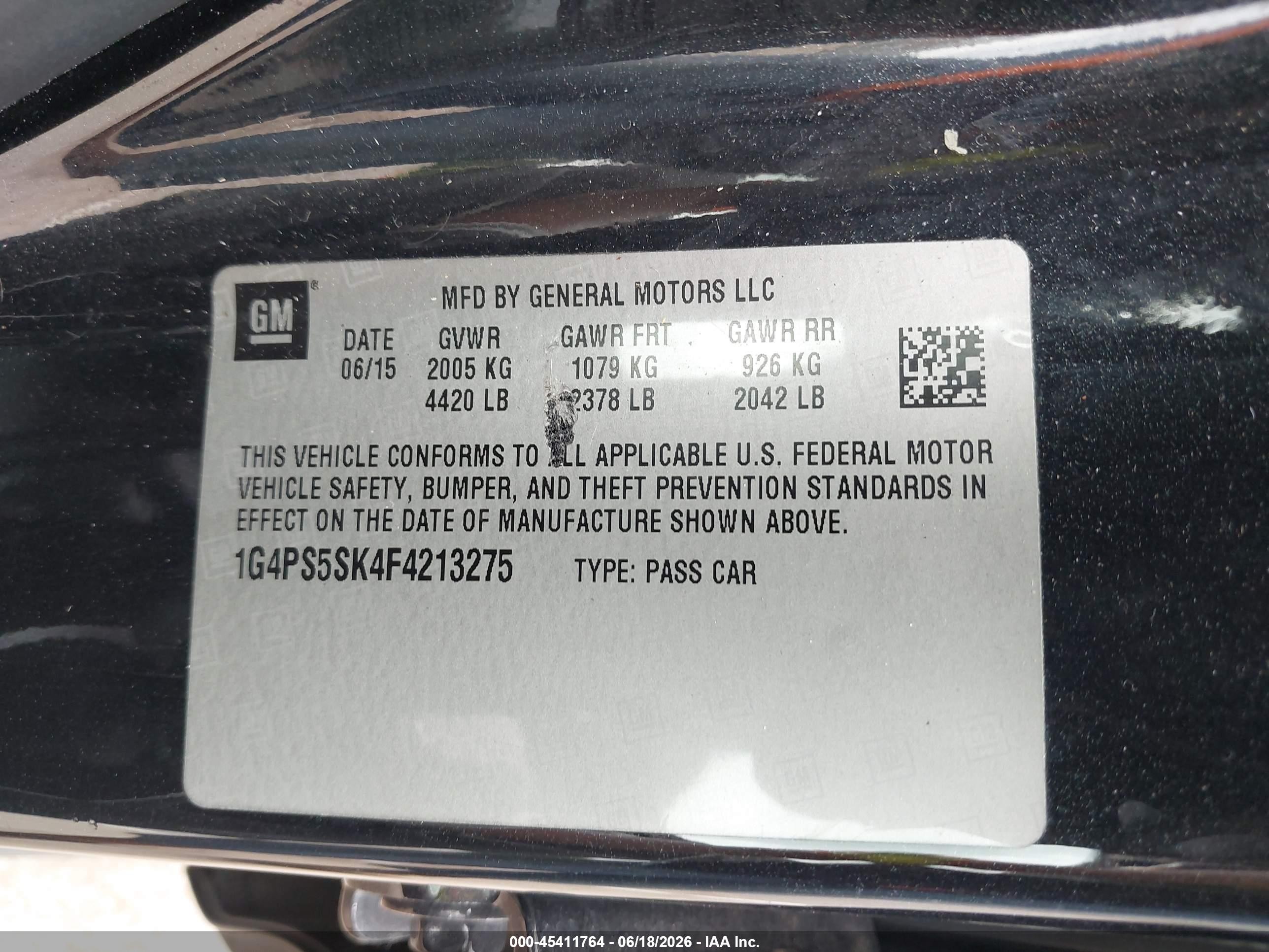 2015 Buick Verano Leather Group Black vin: 1G4PS5SK4F4213275