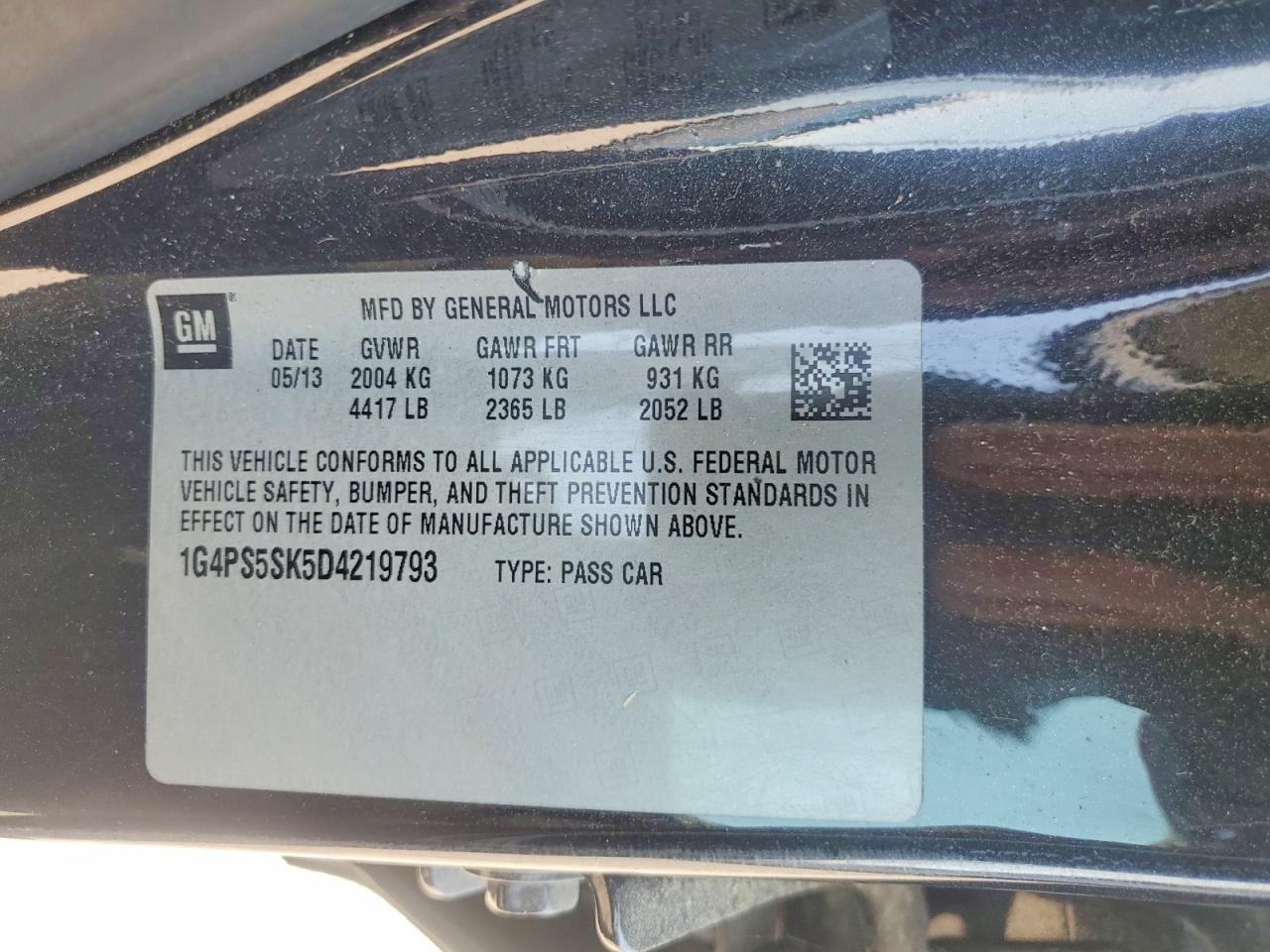 2013 Buick Verano Black vin: 1G4PS5SK5D4219793