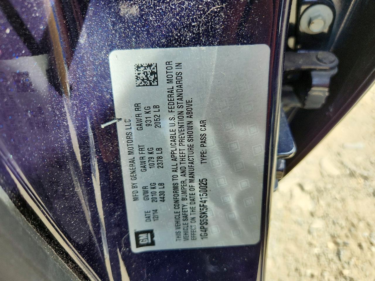 2015 Buick Verano Синий vin: 1G4PS5SK5F4150025